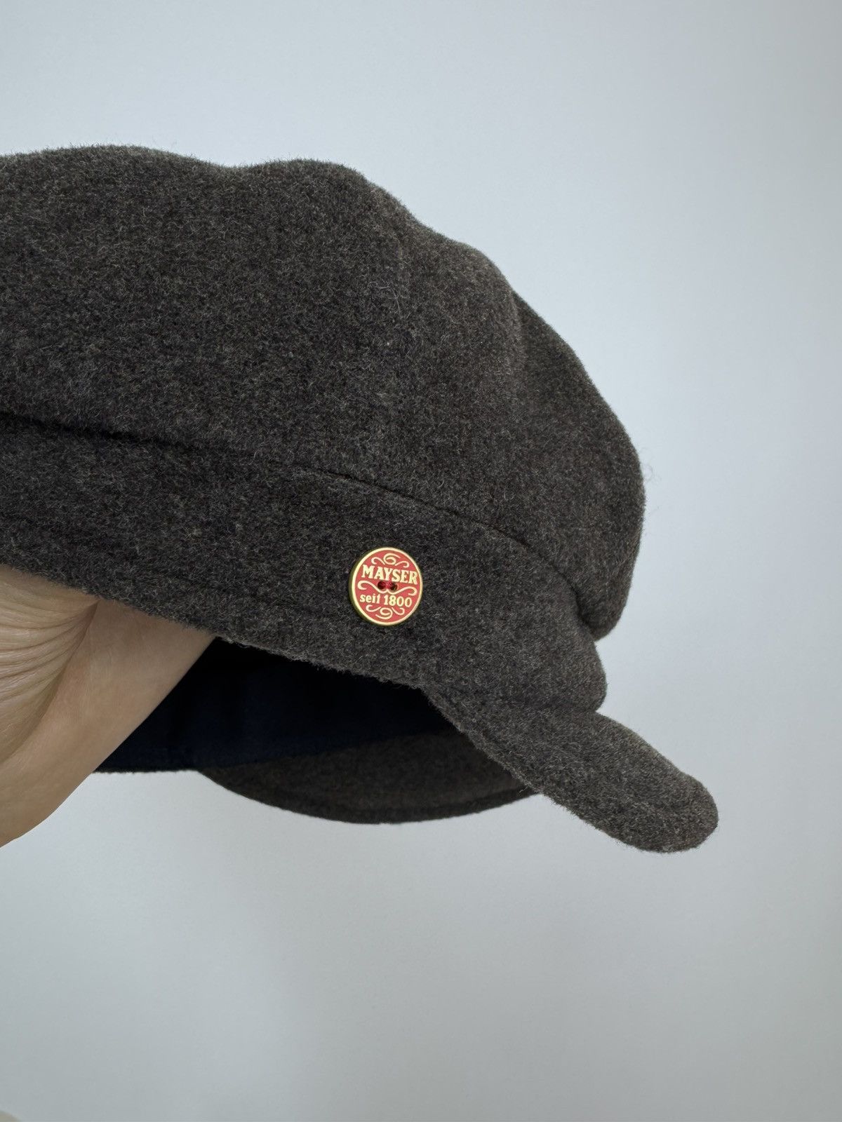 Designer × Handmade MAYSER Bakerboy Hat Brown Wool British Peaky Blinders Cap 55 Size ONE SIZE - 7 Thumbnail