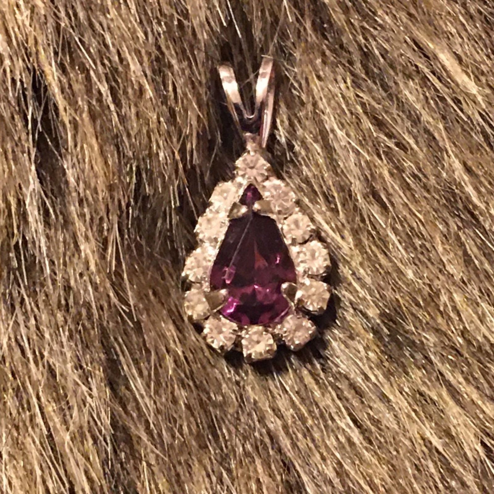 Vintage Vintage purple and clear rhinestone pendant Size ONE SIZE - 2 Thumbnail