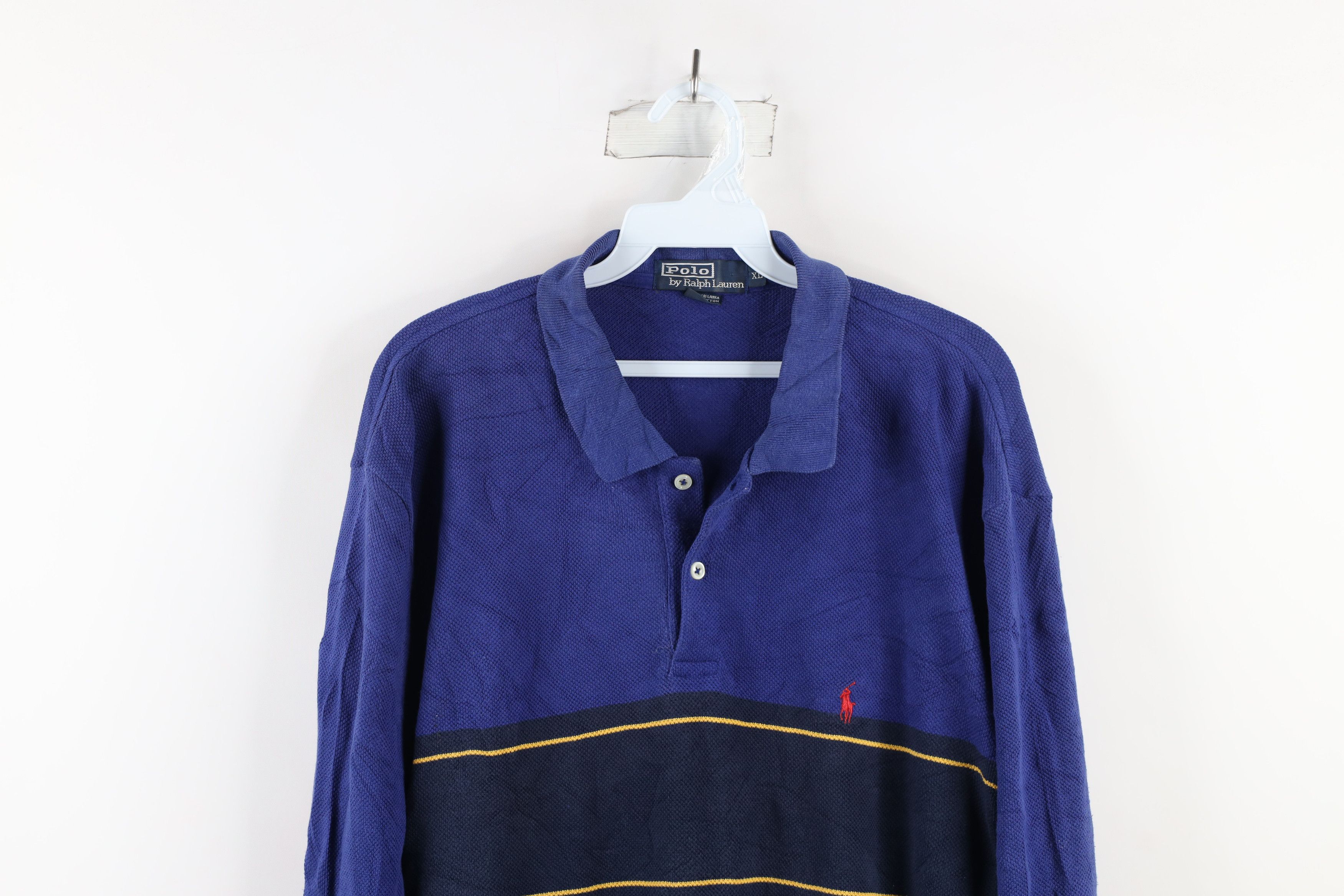 Ralph Lauren Vintage 90s Ralph Lauren Block Thermal Waffle Knit Polo Size US XL / EU 56 / 4 - 2 Thumbnail