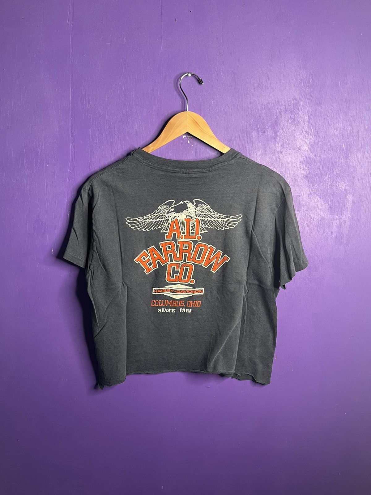 Harley Davidson × Vintage Vintage 70s Harley Davidson live to ride cropped tee Size L / US 10 / IT 46 - 2 Thumbnail