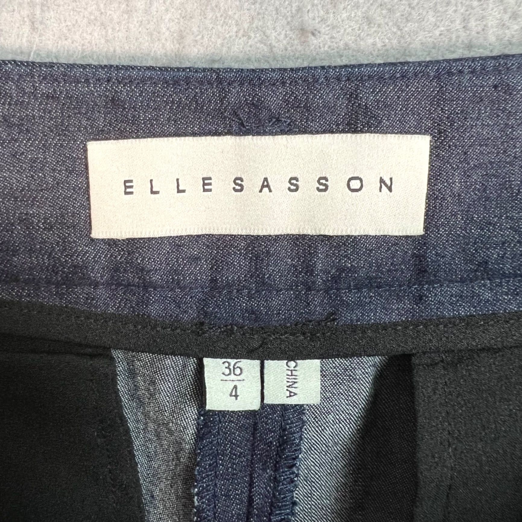 Vintage Elle Sasson Indigo Blue Pleated High Waist Tapered Pants 100% Cotton Size 36 / 4 Women's Regular Size 27" / US 4 / IT 40 - 3 Thumbnail