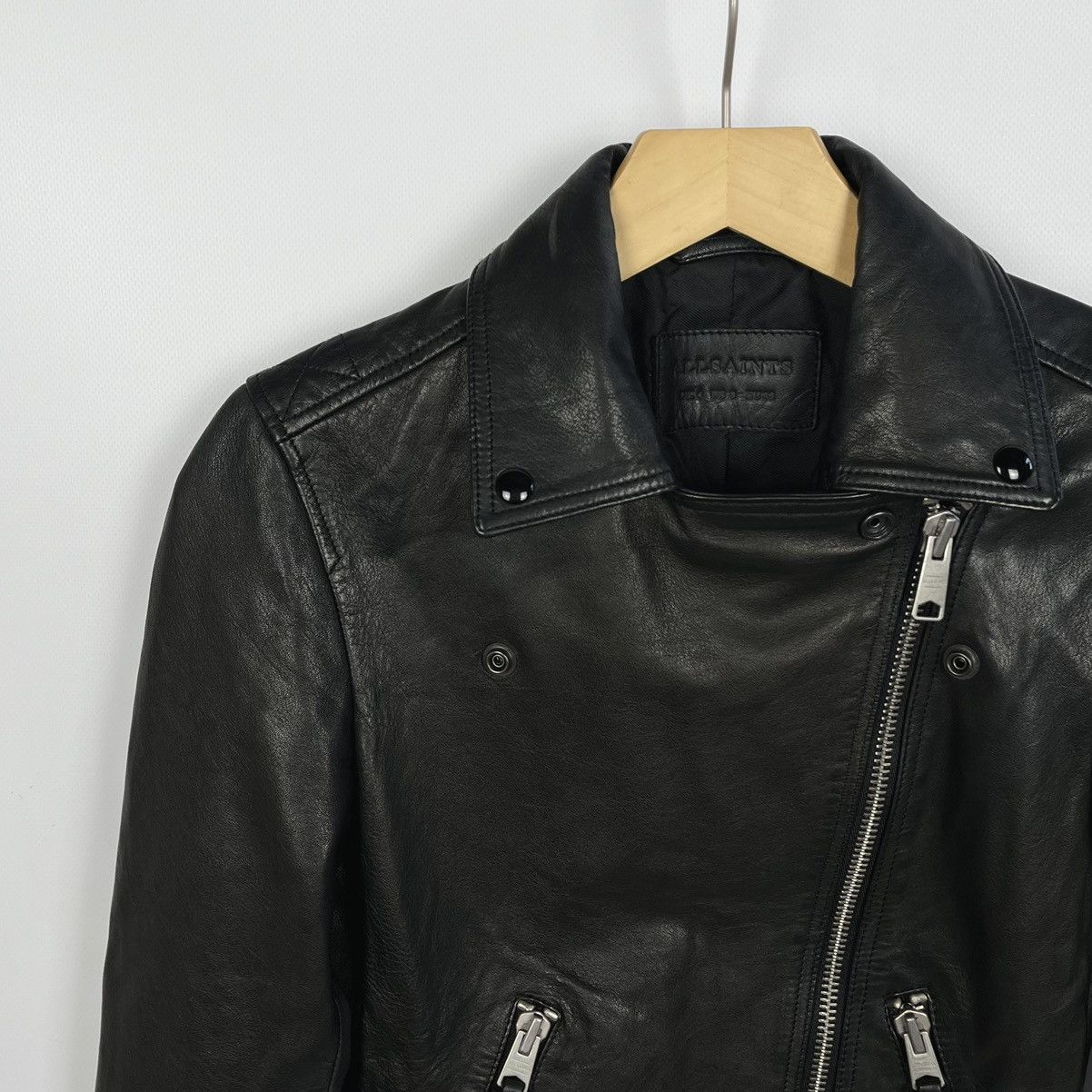 Allsaints Ladies AllSaints Dalby Biker black leather jacket Size XS / US 0-2 / IT 36-38 - 7 Thumbnail