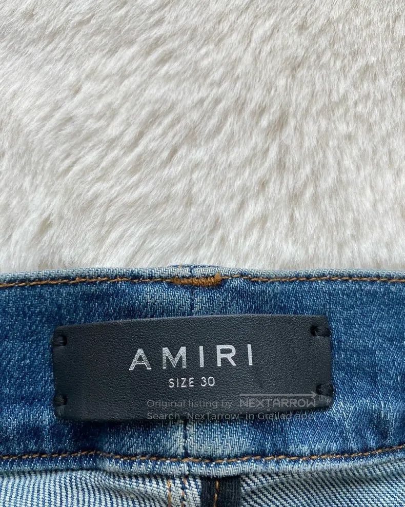 Amiri Amiri Size 30 Washed blue and blue split leather 17 MX1 jea Size US 30 / EU 46 - 2 Thumbnail
