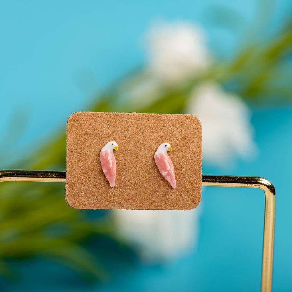 Jewelry Small Bird Stud Earrings Ceramic Ear Gift For Her Size ONE SIZE - 1 Preview