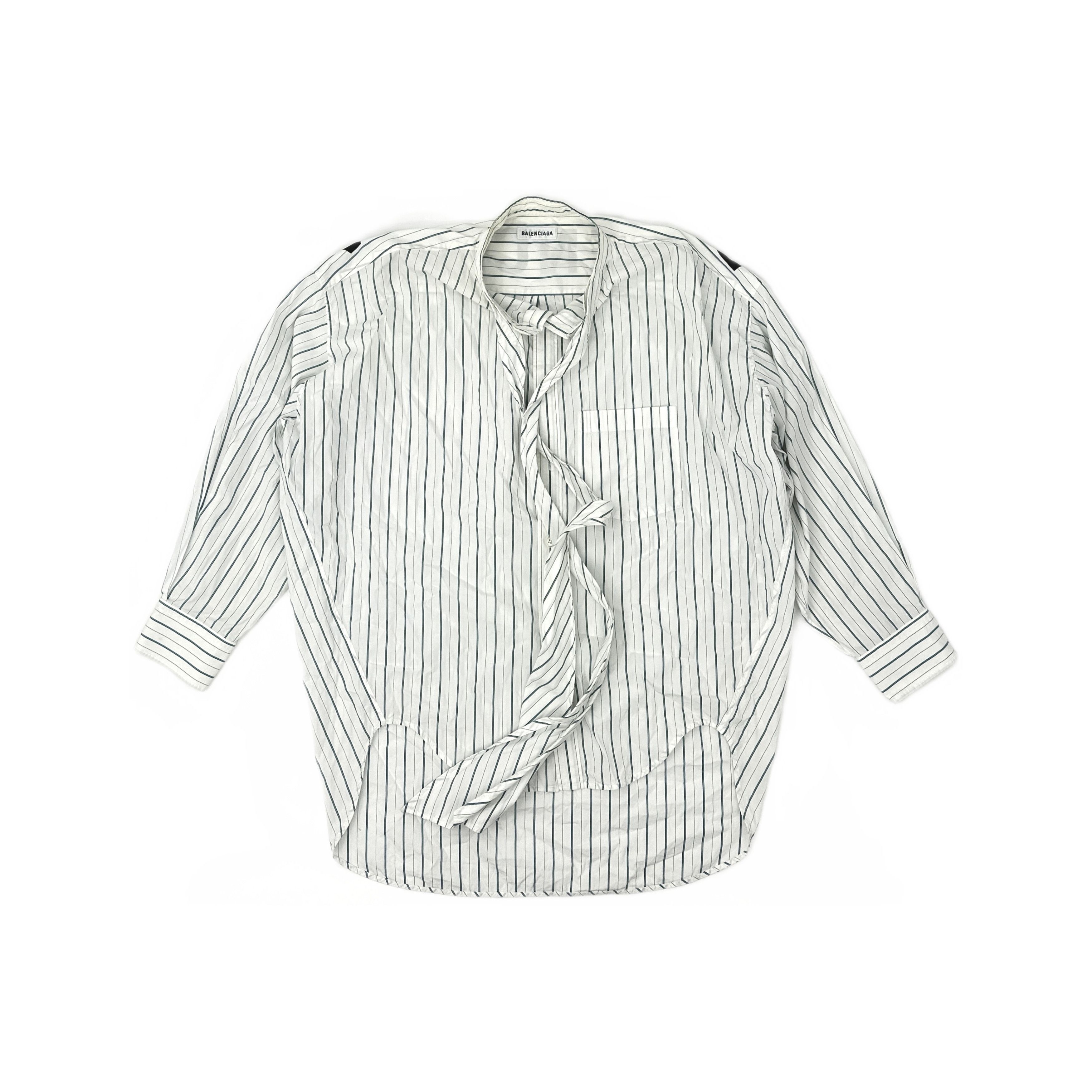 Balenciaga Balenciaga Striped Back Logo Button Up Shirt Size 34 Size XXS / US 00 / IT 34 - 1 Thumbnail