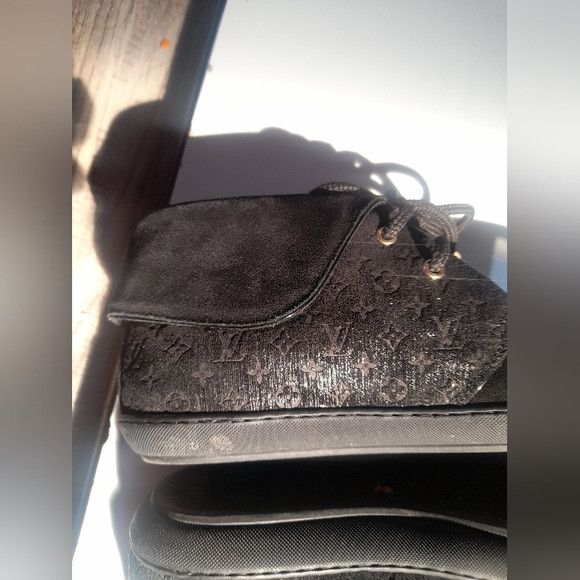 Louis Vuitton Monogram Suede Sneaker Flap Shoes Black RARE! Size US 6.5 / IT 36.5 - 10 Thumbnail