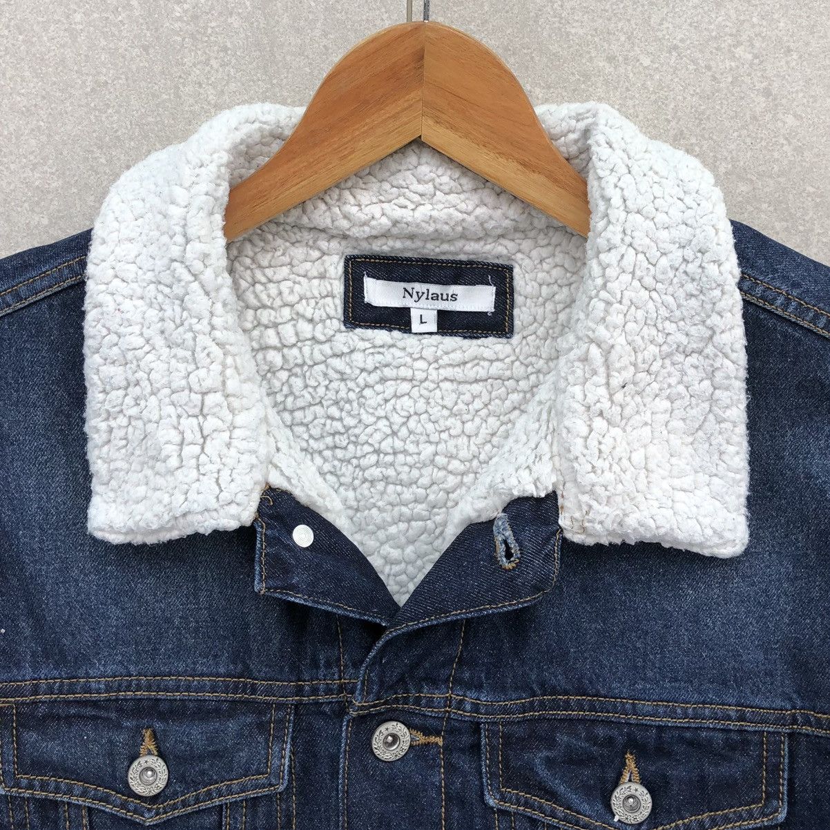 Japanese Brand Nylous Denim Sherpa Trucker Jacket Size US L / EU 52-54 / 3 - 20 Thumbnail