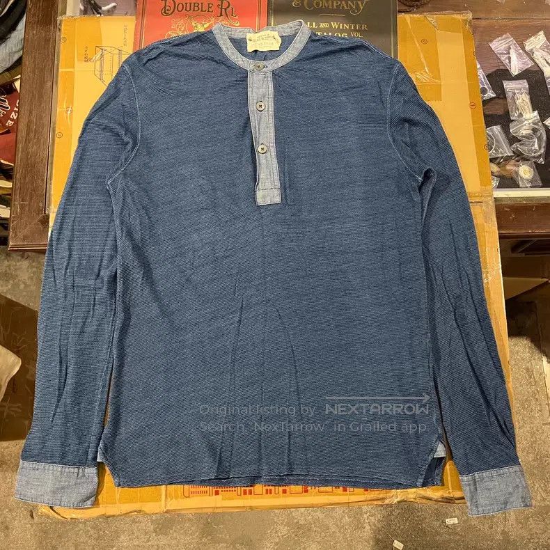 RRL Ralph Lauren RRL Ralph Lauren Vintage Indigo Dyed Henley Underwear Size US S / EU 44-46 / 1 - 1 Thumbnail
