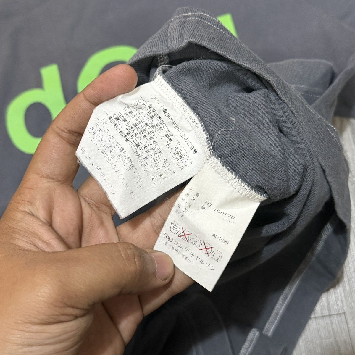 Comme des Garcons Comme des Garcons Homme CdGH Grey Tshirt AD1999 Size US L / EU 52-54 / 3 - 4 Thumbnail