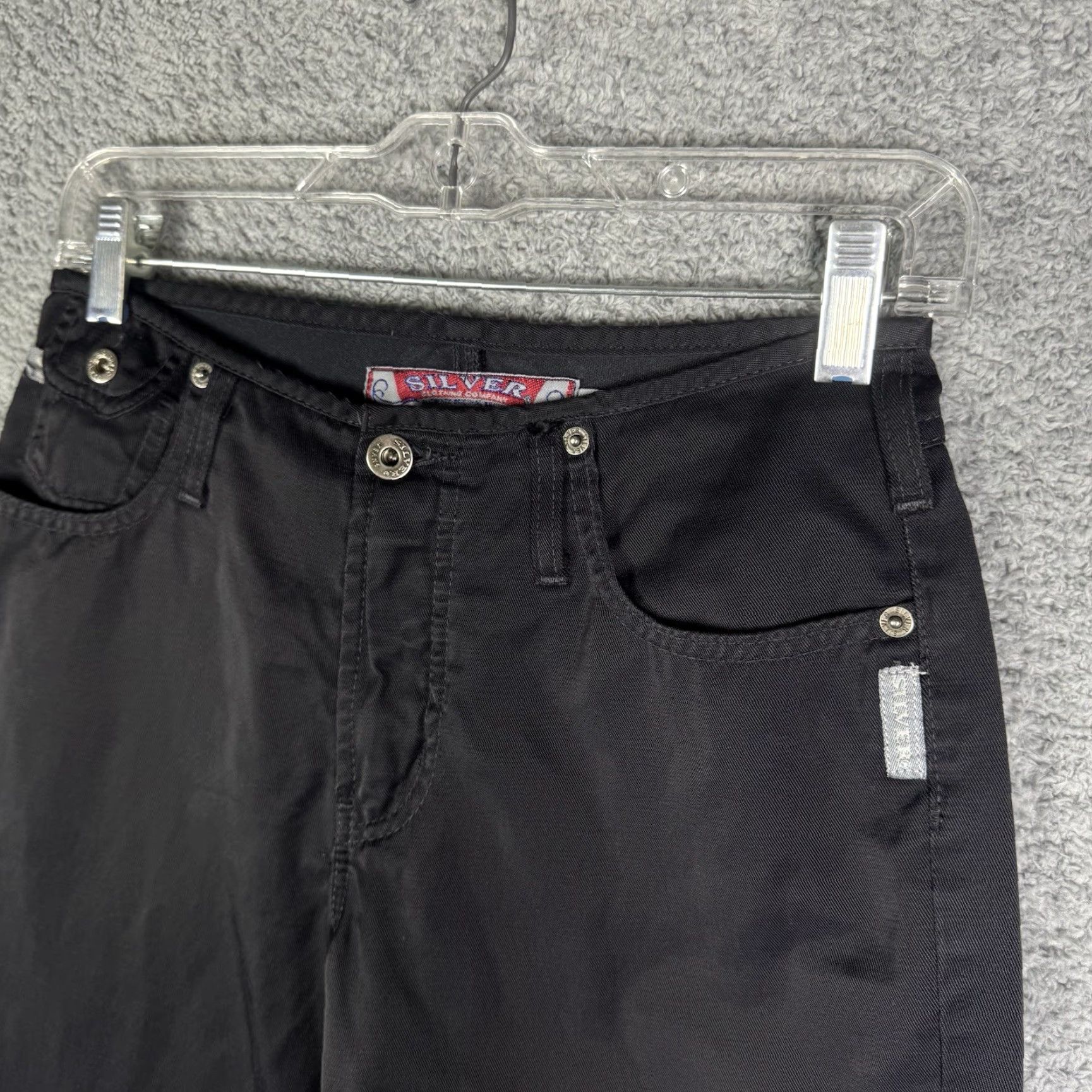 Silver Jeans Co. VINTAGE Silver Jeans Pants Womens 28x33 Cargo Bootcut 28 Black Cotton Canvas City Punk Retro Hippie Grunge Canada Mens Womens Boys Girls Size 28" / US 6 / IT 42 - 7 Thumbnail