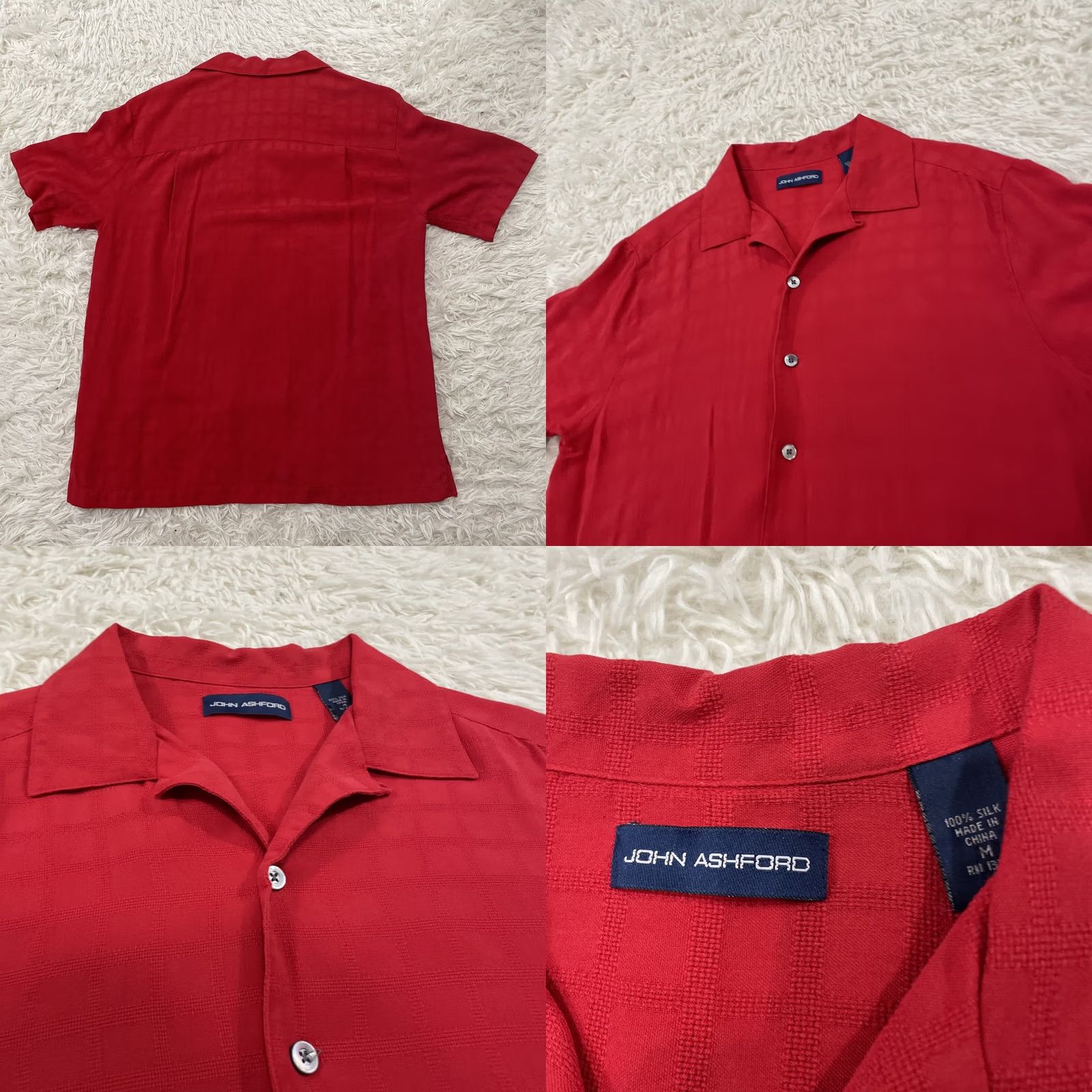 Vintage JOHN ASHFORD Vintage Button Shirt Men M Red 100% Silk Check Knit Relaxed Retro 70s 90s Knit Shirt Mens Red Silk Button Shirt Vintage Size US M / EU 48-50 / 2 - 9 Thumbnail