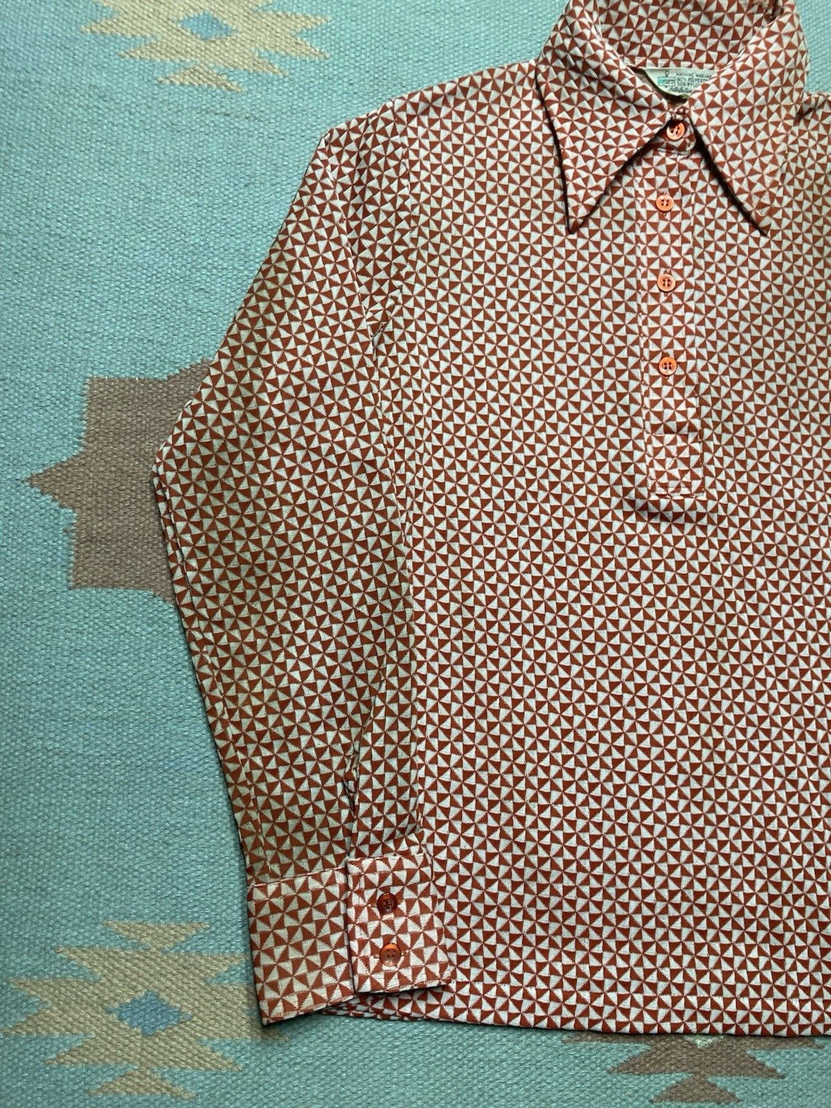 Vintage Vtg 70s button shirt pullover Kmart psychedelic women’s 38 Size S / US 4 / IT 40 - 3 Thumbnail