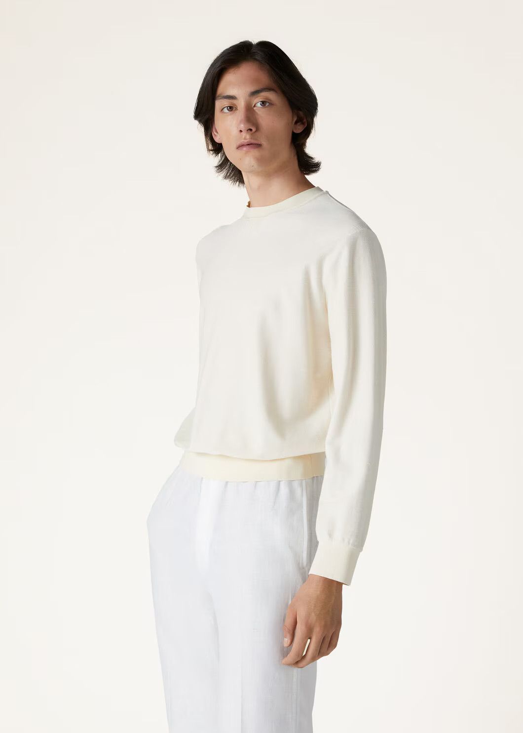Loro Piana o1w1db10125 FAO0216 Hotaka Crewneck Sweater in Off White Size US S / EU 44-46 / 1 - 6 Thumbnail