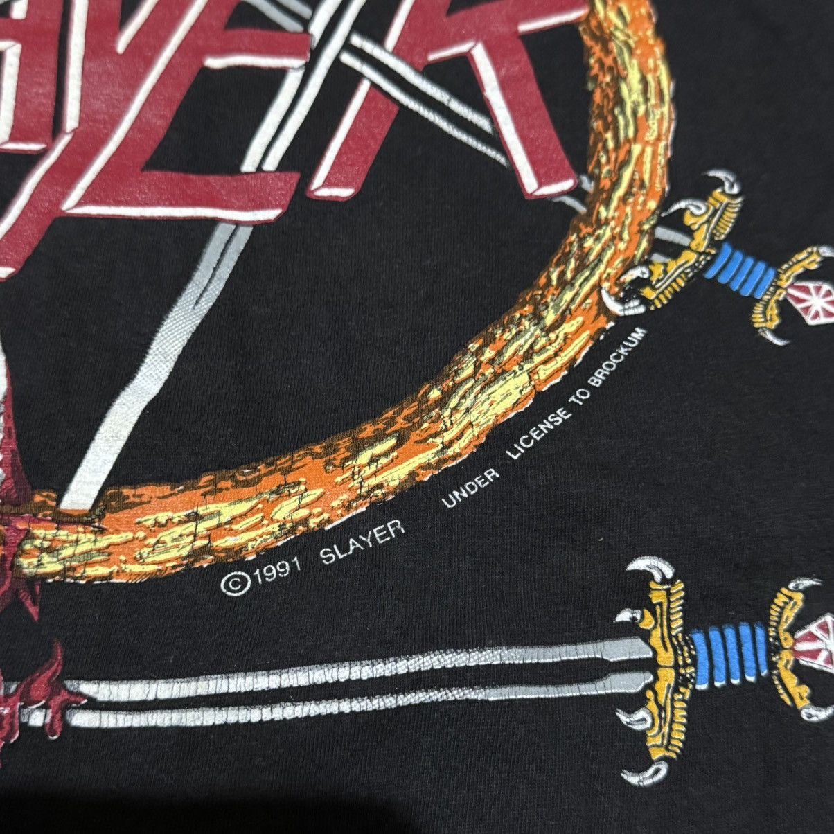 Band Tees × Vintage Vintage 90s Slayer „hell awaits“ t-shirt 1991 Size US XL / EU 56 / 4 - 4 Thumbnail
