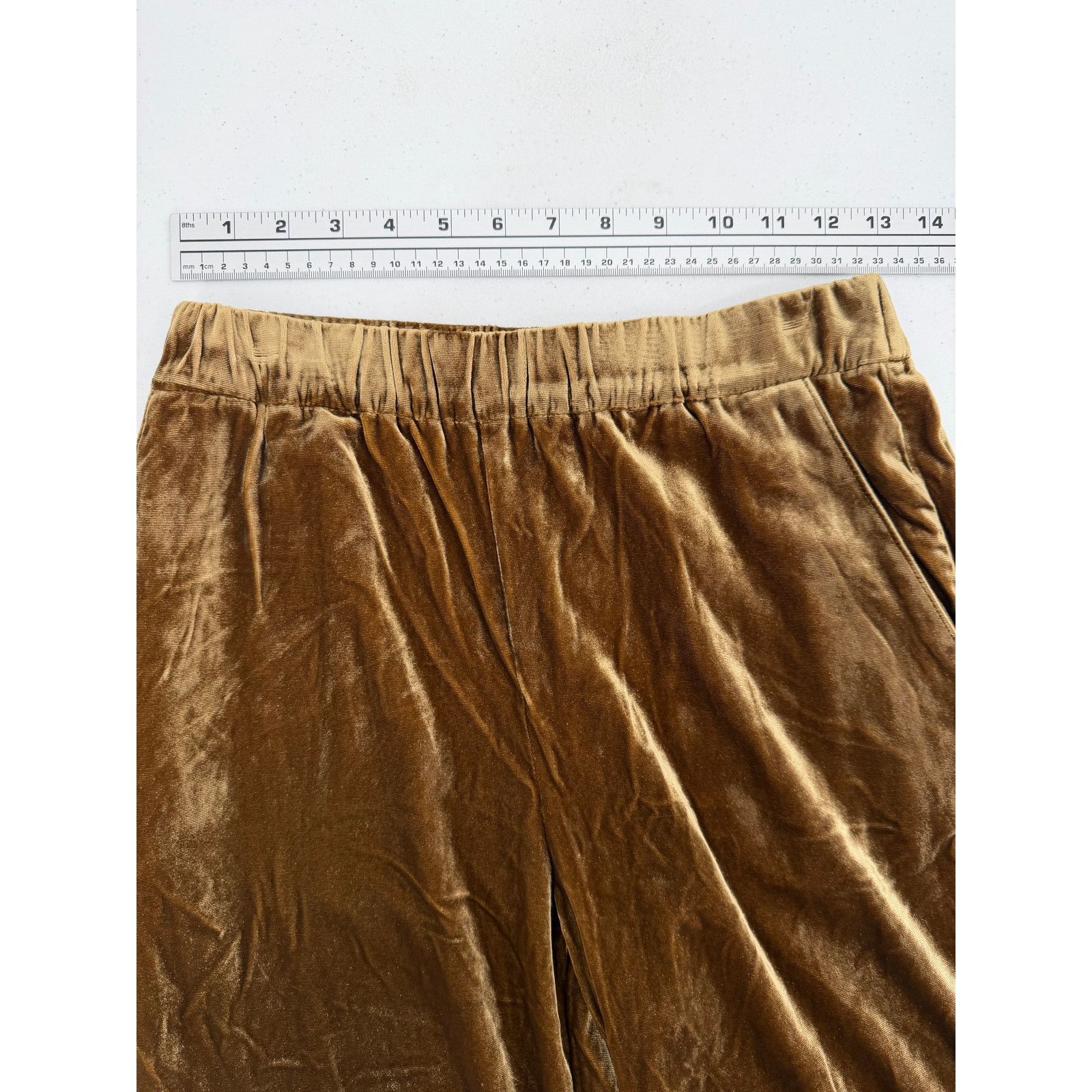 Faherty NWT Faherty Stretch Silk Blend Velvet Gold Genevieve Pants Size 26" / US 2 / IT 38 - 12 Thumbnail