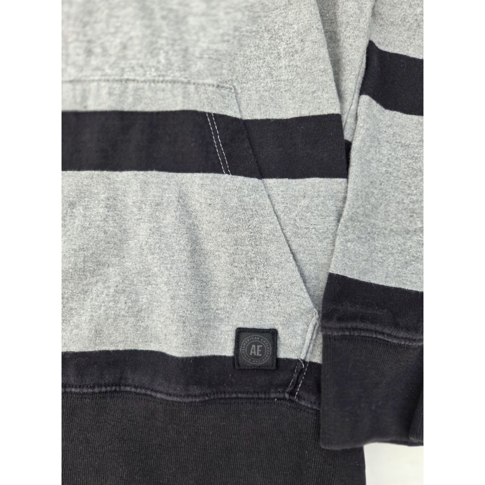 American Eagle Outfitters American Eagle Hoodie Men S Gray Black White Striped 1/4 Button Multicolor Cotton Pullover Long Sleeve Regular Size Size US S / EU 44-46 / 1 - 2 Thumbnail