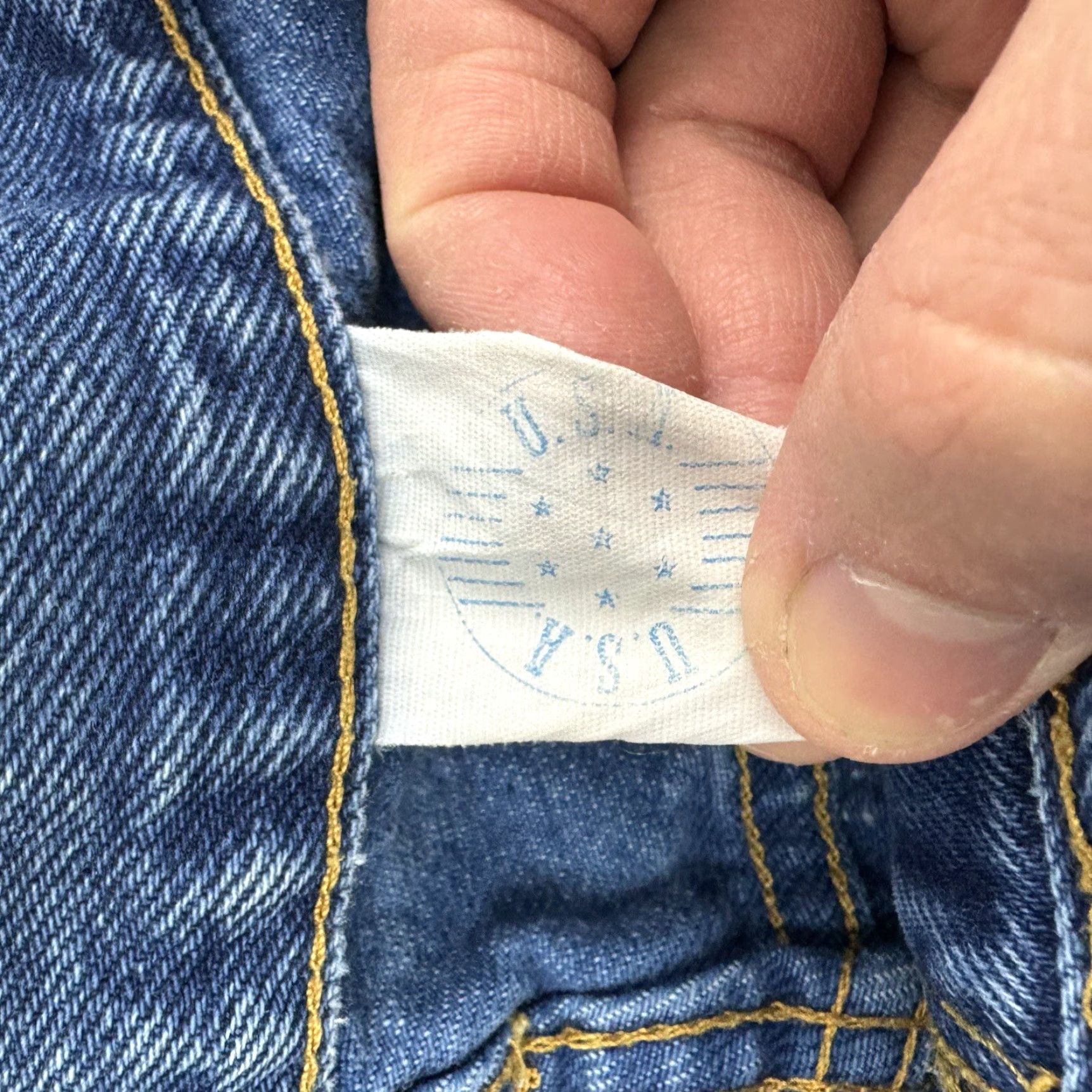 Vintage Vintage Blue Label Jeans 36x30 Blue American USA Zipper 1970s Pants Cotton Denim Straight Regular Men USA 70s Size US 36 / EU 52 - 5 Thumbnail