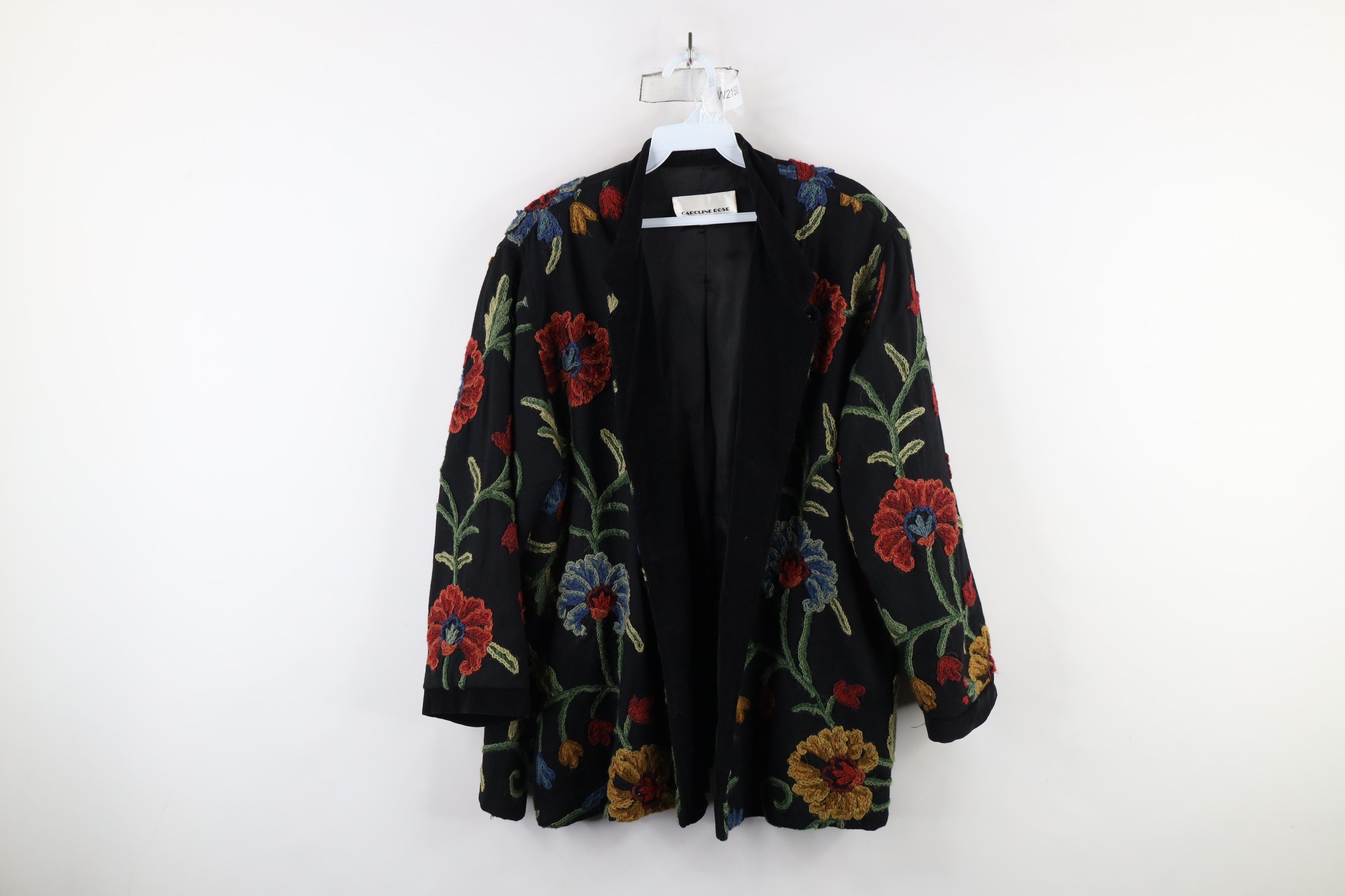 Vintage Vintage 90s Streetwear Trim Wool Crewel Flower Blazer Jacket Size L / US 10 / IT 46 - 1 Thumbnail