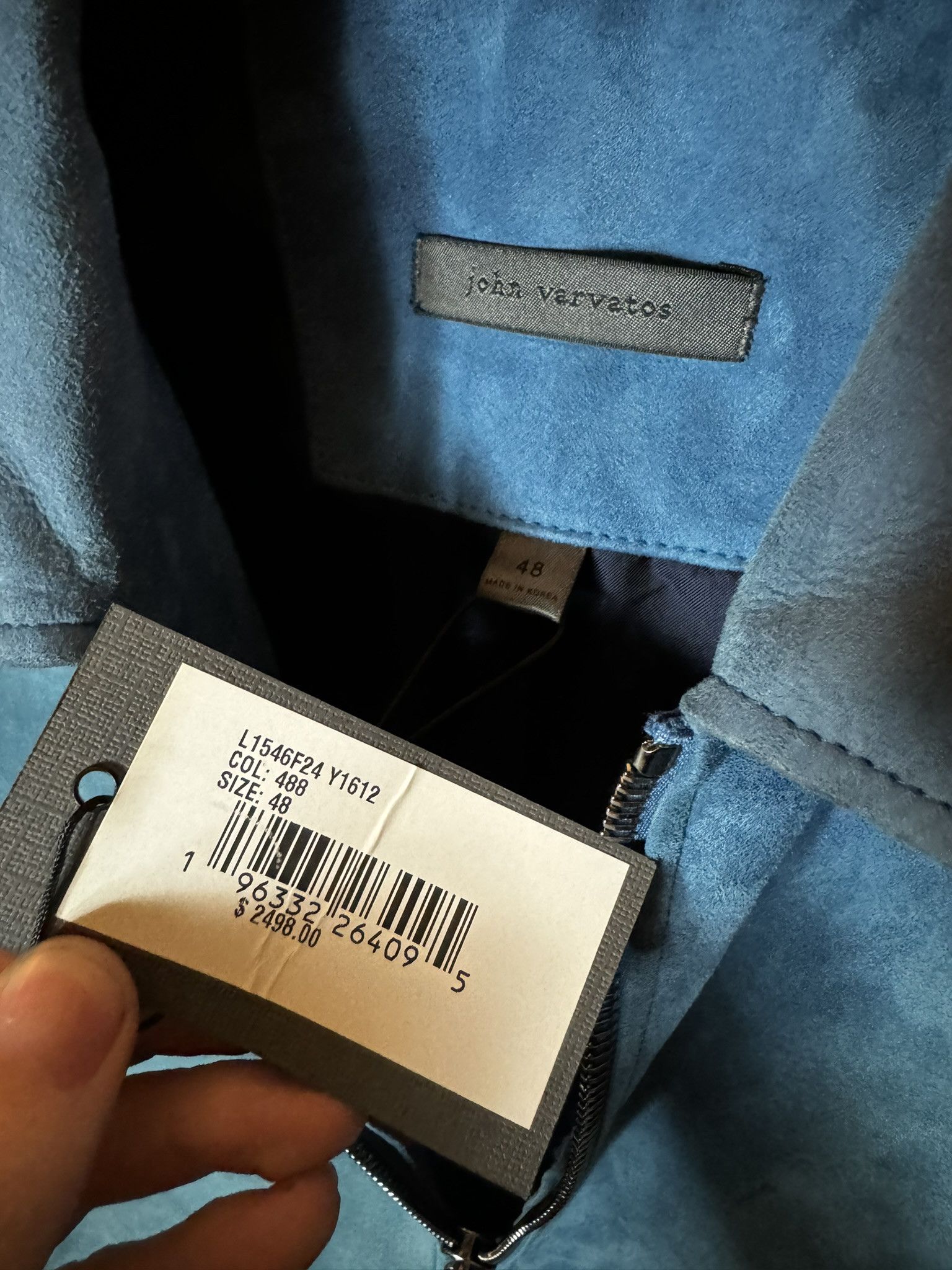 John Varvatos $2498 JOHN VARVATOS Blue Steel ROCKAWAY Suede Jacket sz 48 Size US M / EU 48-50 / 2 - 6 Thumbnail