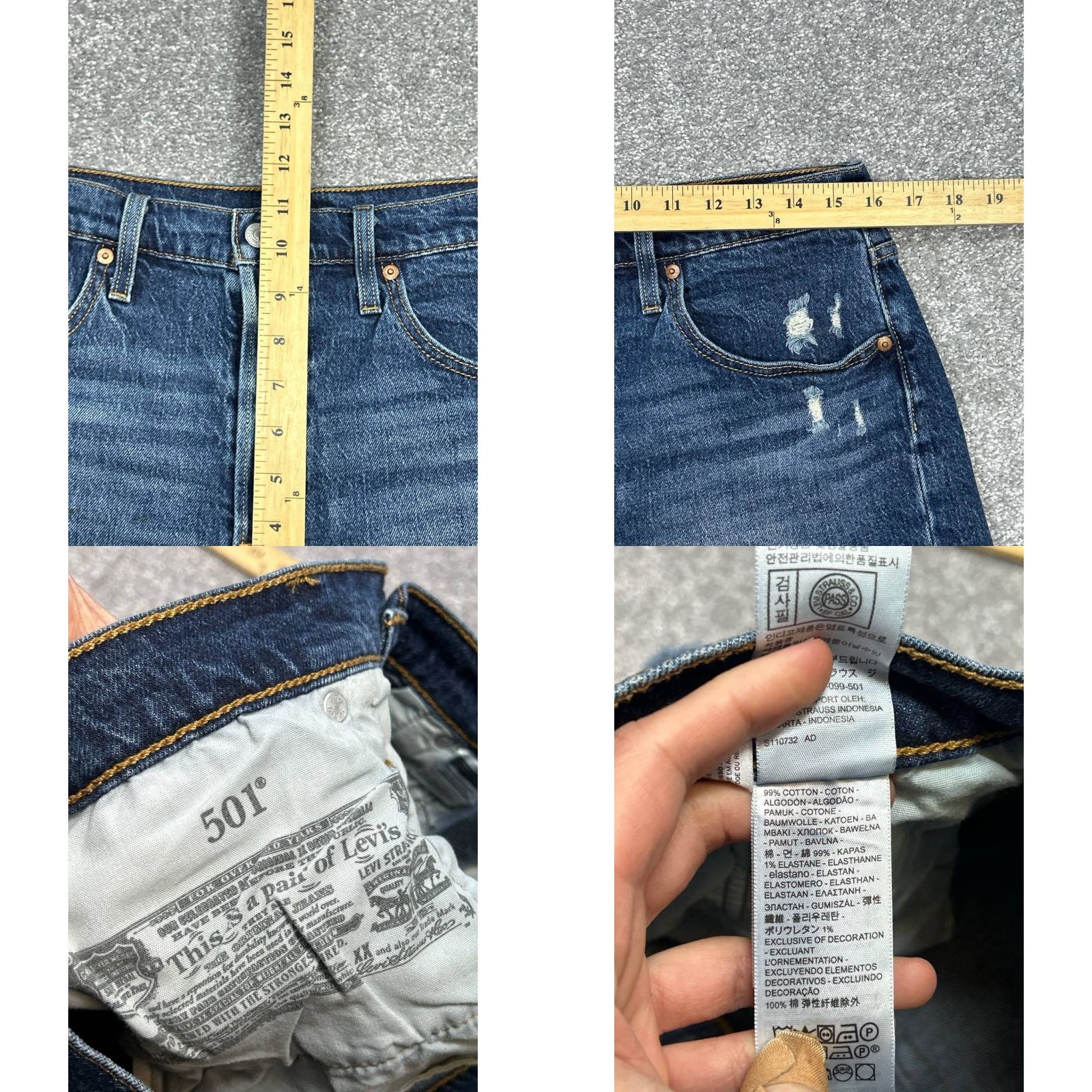 Levi's Levi's 501 Shorts Womens 31 Blue Cut Off Distressed Denim Logo Cotton Frayed Hem Size 24" / US 00 / IT 34 - 8 Thumbnail