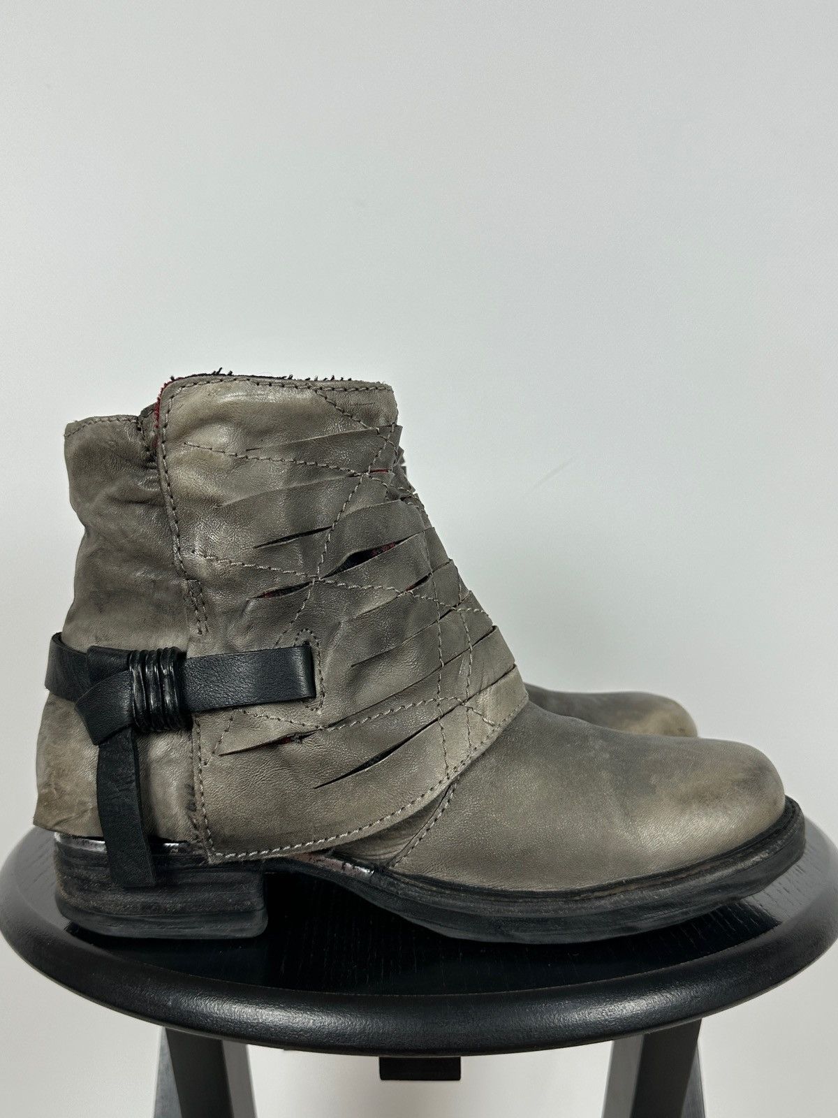 A.S.98 A.S.98. Airstep Gray Leather Biker Ankle Buckle Strap Boots Size US 8 / IT 38 - 1 Thumbnail