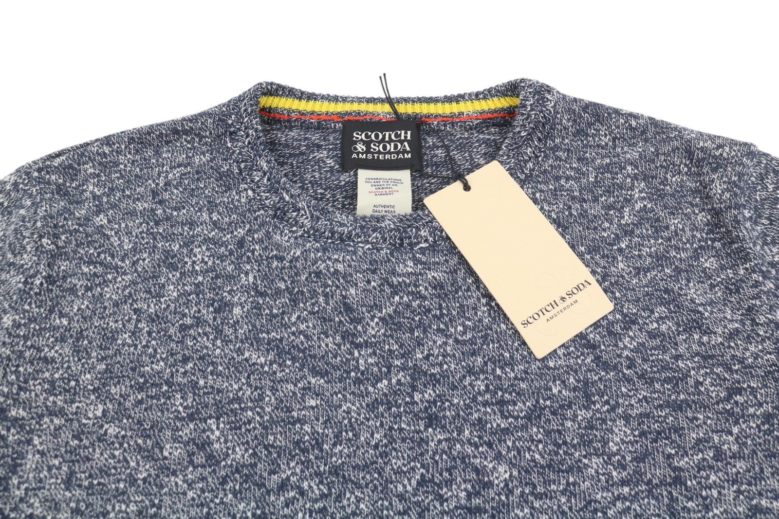 Scotch & Soda M Blue Melange Crew Collar Tight Knit Pull On Jumper 91033 Size US M / EU 48-50 / 2 - 5 Thumbnail