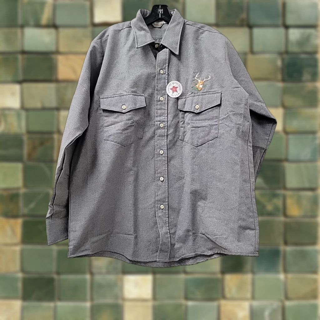 Vintage VINTAGE Winter Run Flannel Shirt Button-Up Mens L Gray Cotton USA 24 Chest 31 Length NWT Size US L / EU 52-54 / 3 - 1 Thumbnail