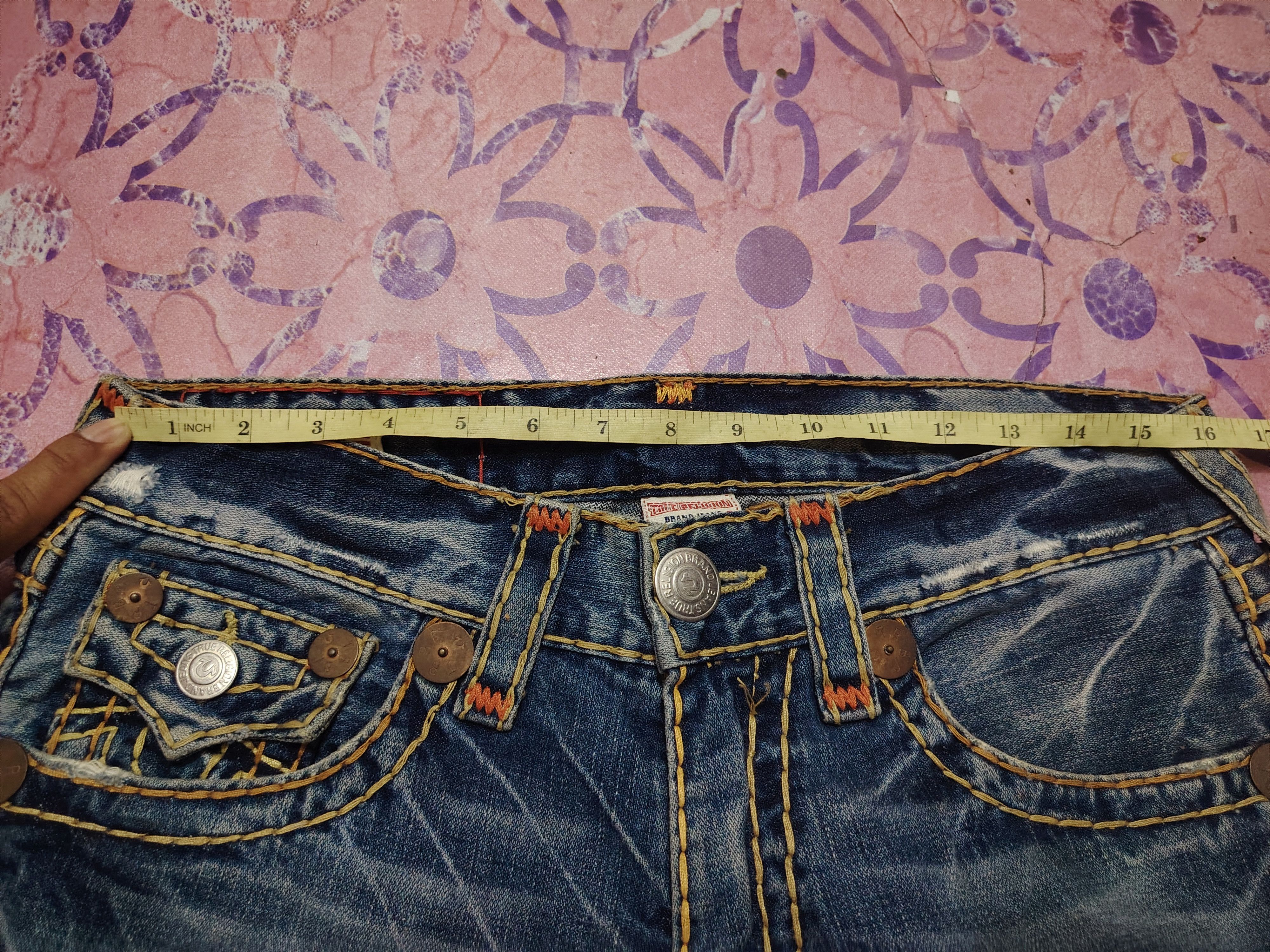 True Religion True Religion Jeans Orange Stitch Joey Super T Denim Flared Size US 31 - 24 Thumbnail