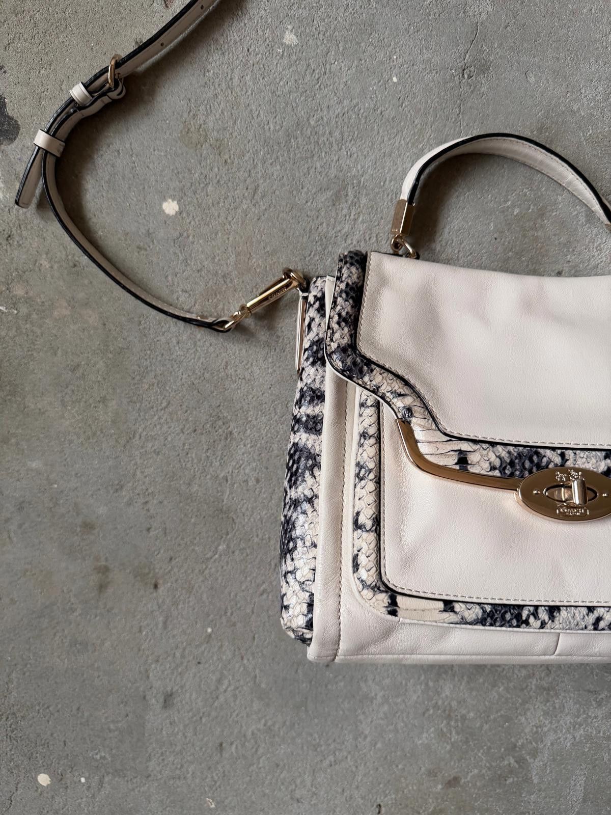 Coach Coach 2Way Madison Python Embossed Top Handle Bag White Size ONE SIZE - 3 Thumbnail