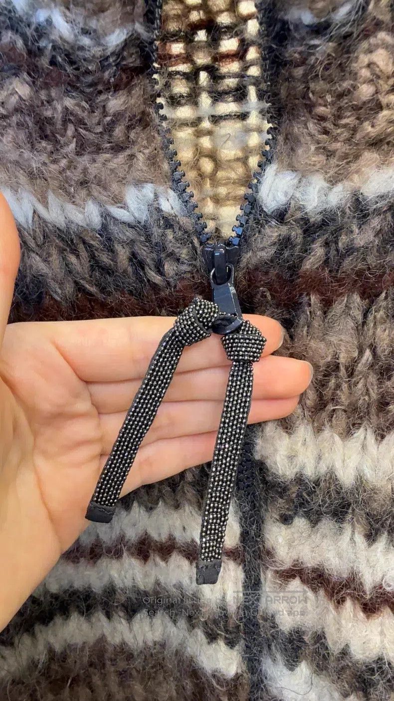 Brunello Cucinelli Brunello Cucinelli Beaded Zipper Decorative Mohair Sweater Size L / US 10 / IT 46 - 2 Thumbnail