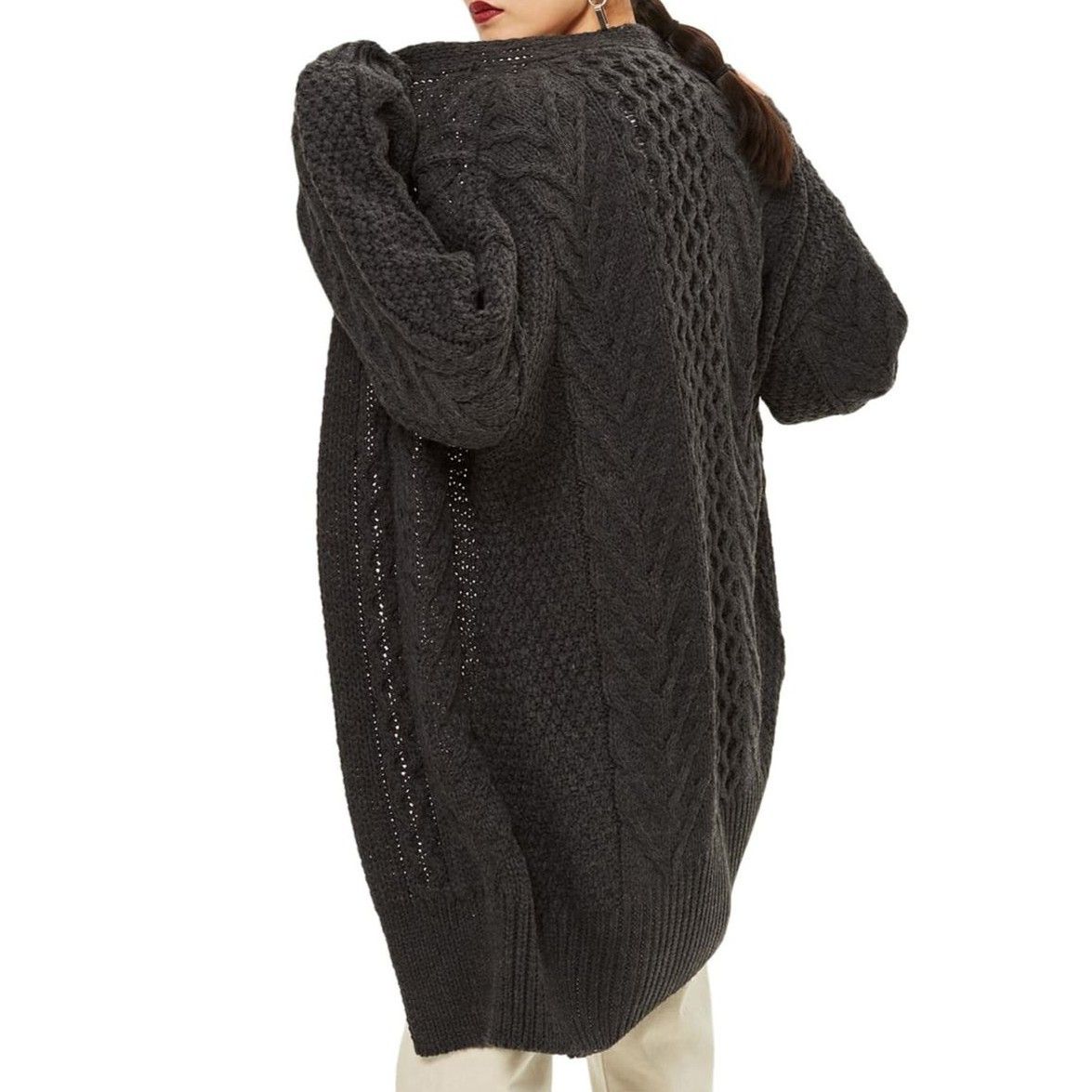 Topshop Long Open Front Cardigan Sweater in Charcoal size XS US 2-4 Size XS / US 0-2 / IT 36-38 - 5 Thumbnail