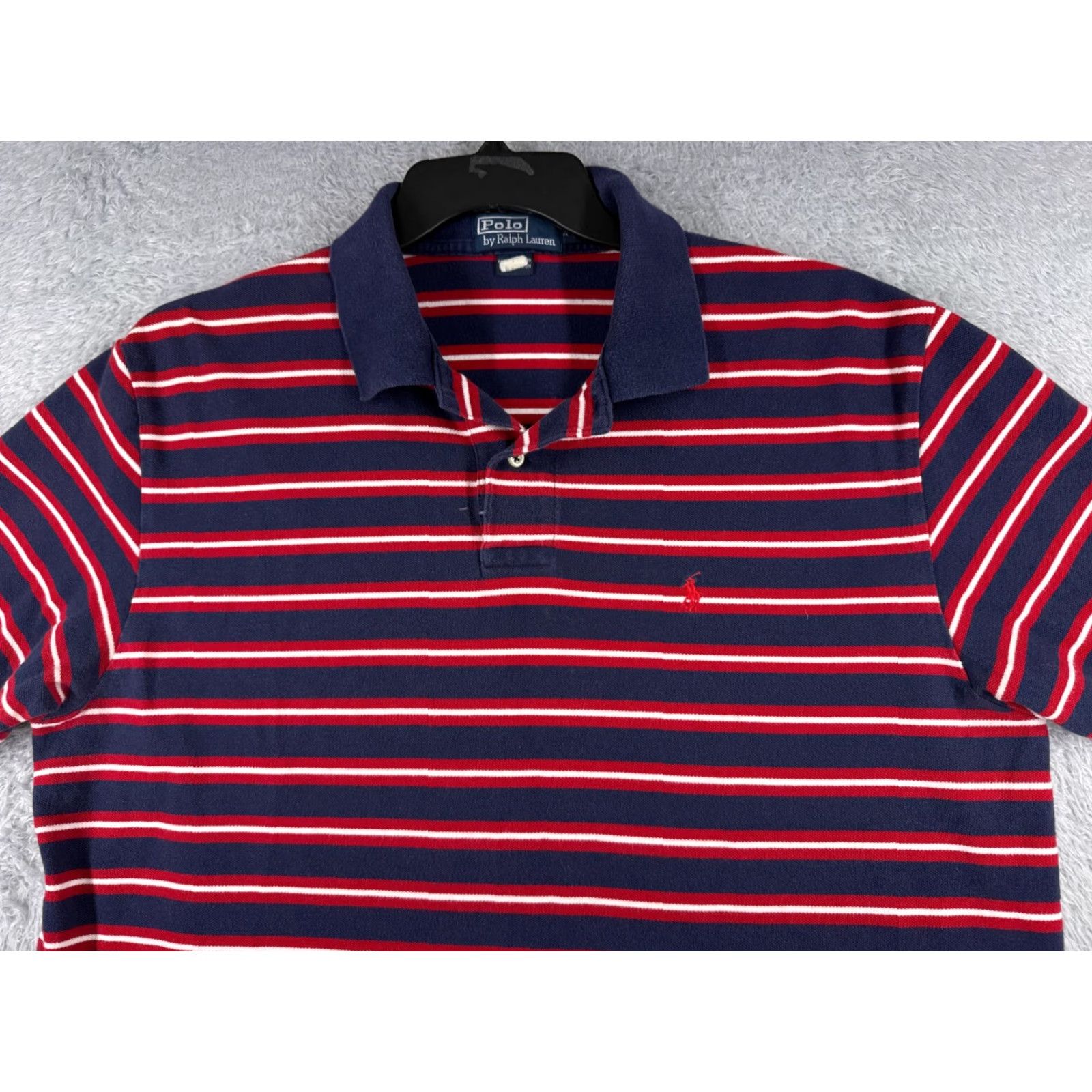 Ralph Lauren VINTAGE Ralph Lauren Polo Shirt Mens Large Red Blue Stripe 100% Cotton Knit Shirt Polo Closed-Ended? Size US L / EU 52-54 / 3 - 4 Thumbnail