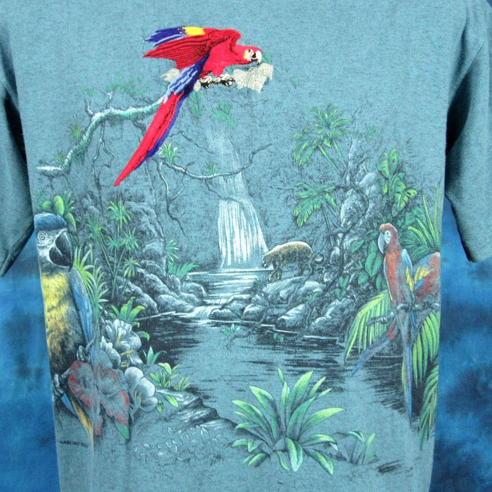 Vintage vintage 90s KEY WEST FLORIDA MACAW PARROT ALL-OVER PRINT T-Shirt MEDIUM beach Size US M / EU 48-50 / 2 - 2 Thumbnail