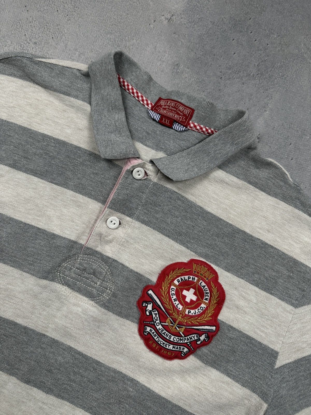 Polo Ralph Lauren Polo Jeans Company Ralph Lauren Striped Polo Crest Patch 90s Size US XL / EU 56 / 4 - 5 Thumbnail