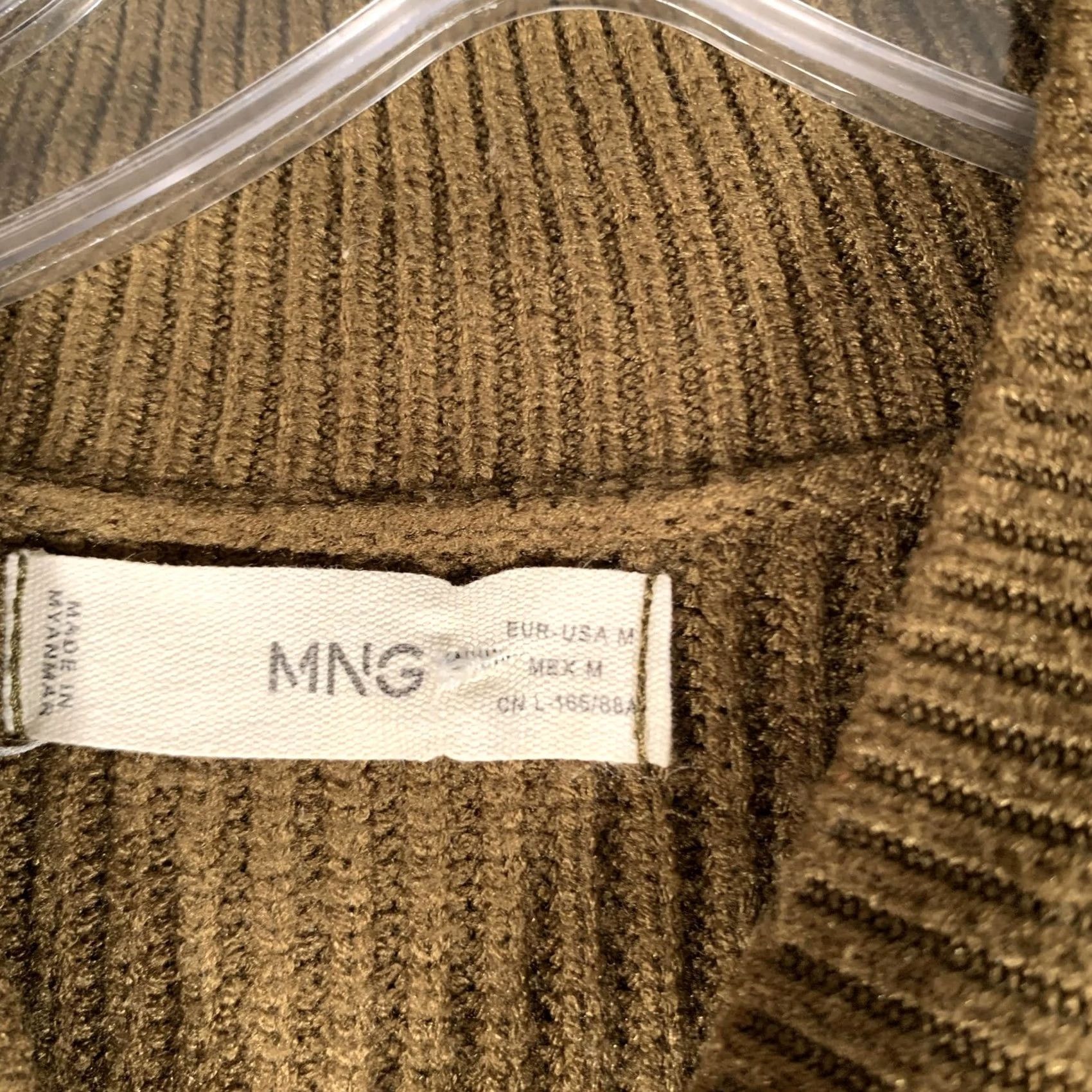 Vintage MNG Sweater Womens Medium Green Mock Neck Ribbed Knit Pocket Button Sleeve Size M / US 6-8 / IT 42-44 - 6 Thumbnail