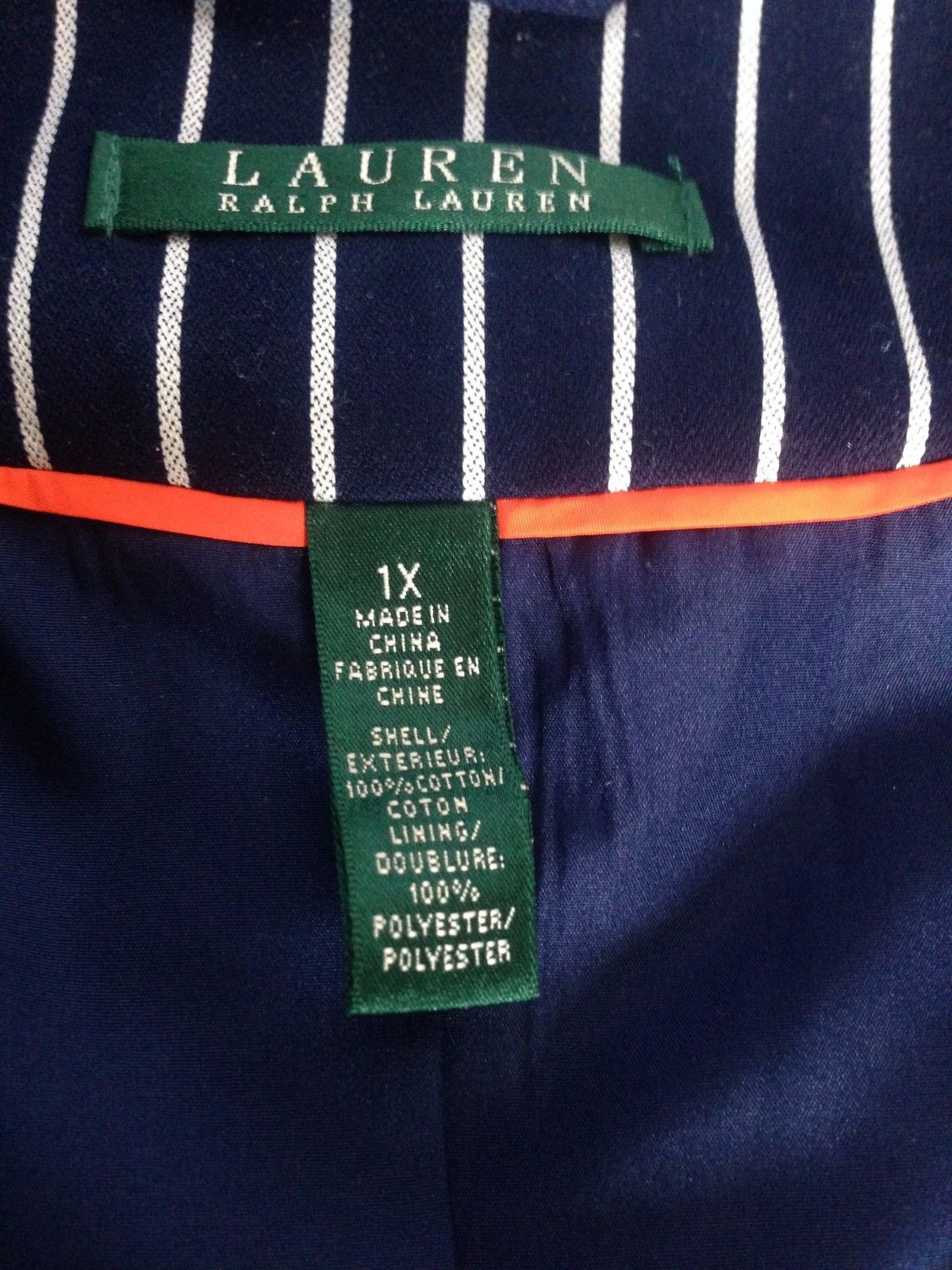 Lauren Ralph Lauren Ralph Lauren Navy White Stripes 100% Cotton Belted Trench Size XXL / US 16-18 / IT 52-54 - 8 Thumbnail