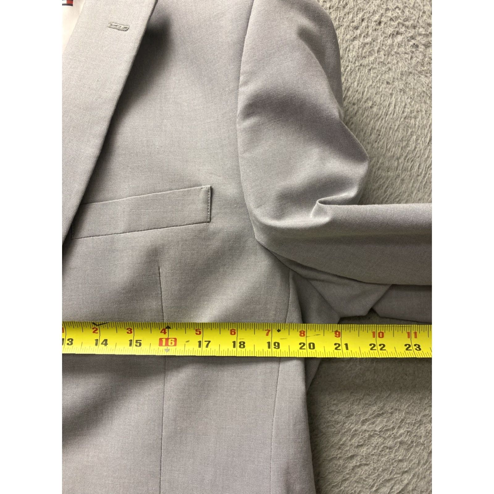 Tommy Hilfiger Tommy Hilfiger Mens Sport Coat Blazer Gray Cotton Spandex Slim Modern Fit 41R Regular Notch Lapel Double-Vented Four-Button Sleeves Two-Button Front Size 42R - 4 Thumbnail
