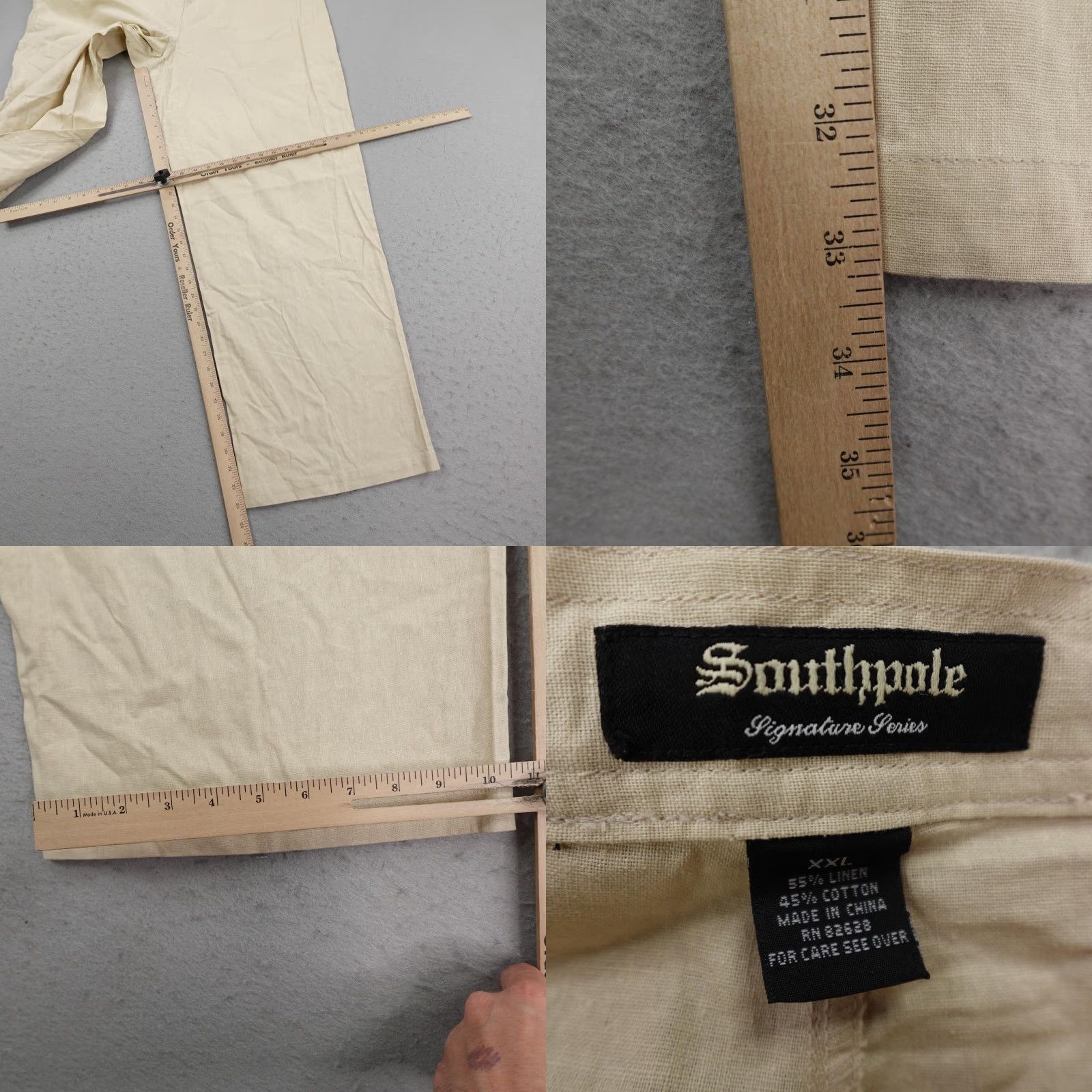Southpole VINTAGE Southpole Pants Mens 2XL Beige Linen Baggy Relaxed Deadstock Y2K Size US 39 - 9 Thumbnail