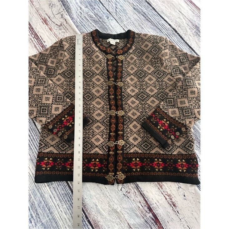 Telluride Telluride Clothing Company 100% Wool Patterned Knit Cardigan Size XL / US 12-14 / IT 48-50 - 8 Thumbnail