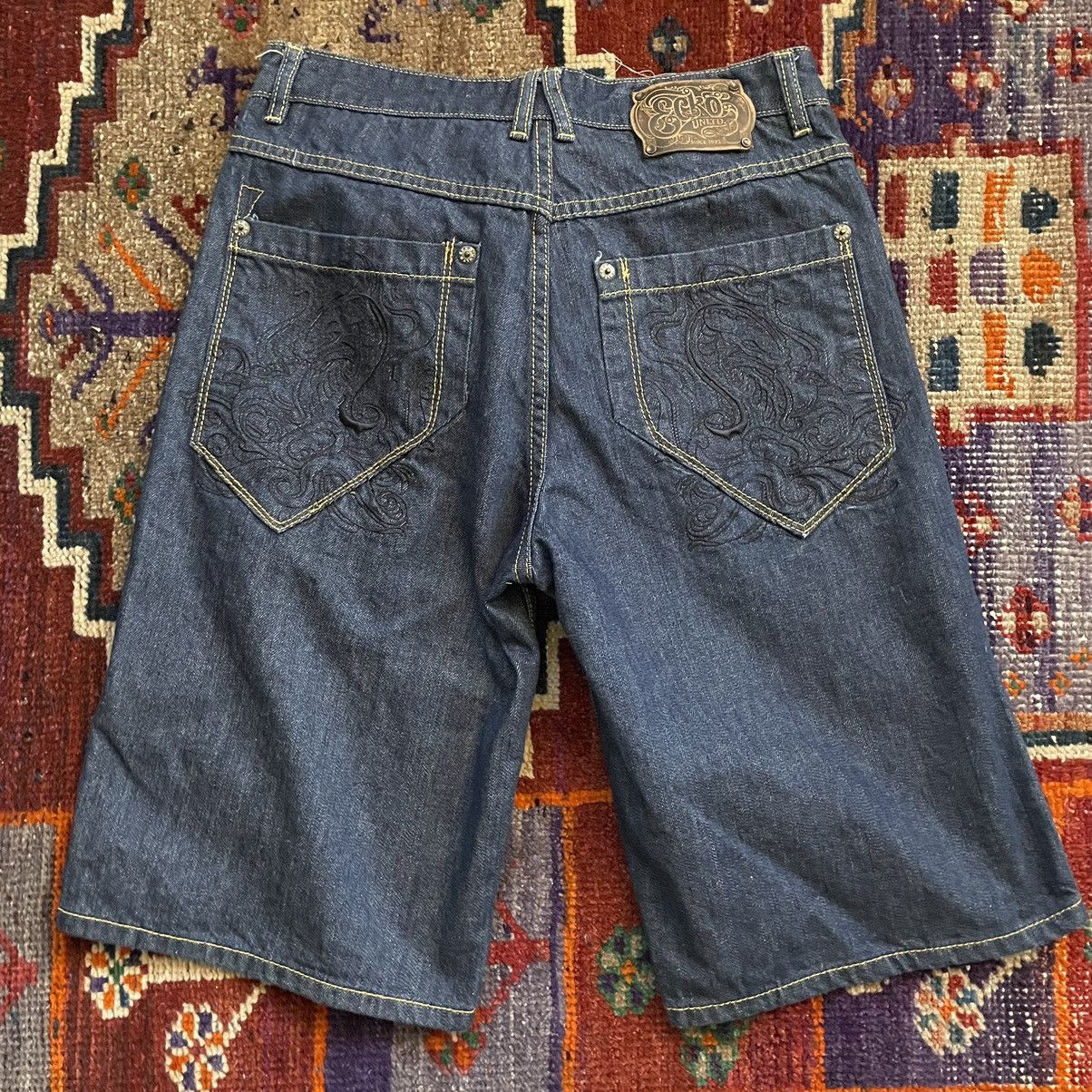 Ecko Unltd. Crazy Cyber Y2K Dragon Ecko Denim Shorts Size US 32 / EU 48 - 4 Thumbnail