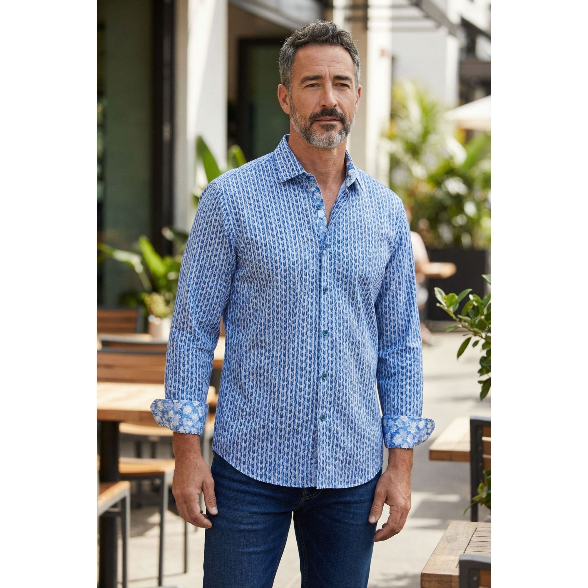 Robert Graham Robert Graham Tulsa Geo Blue White Long Sleeve Button Down S Size US S / EU 44-46 / 1 - 14 Thumbnail