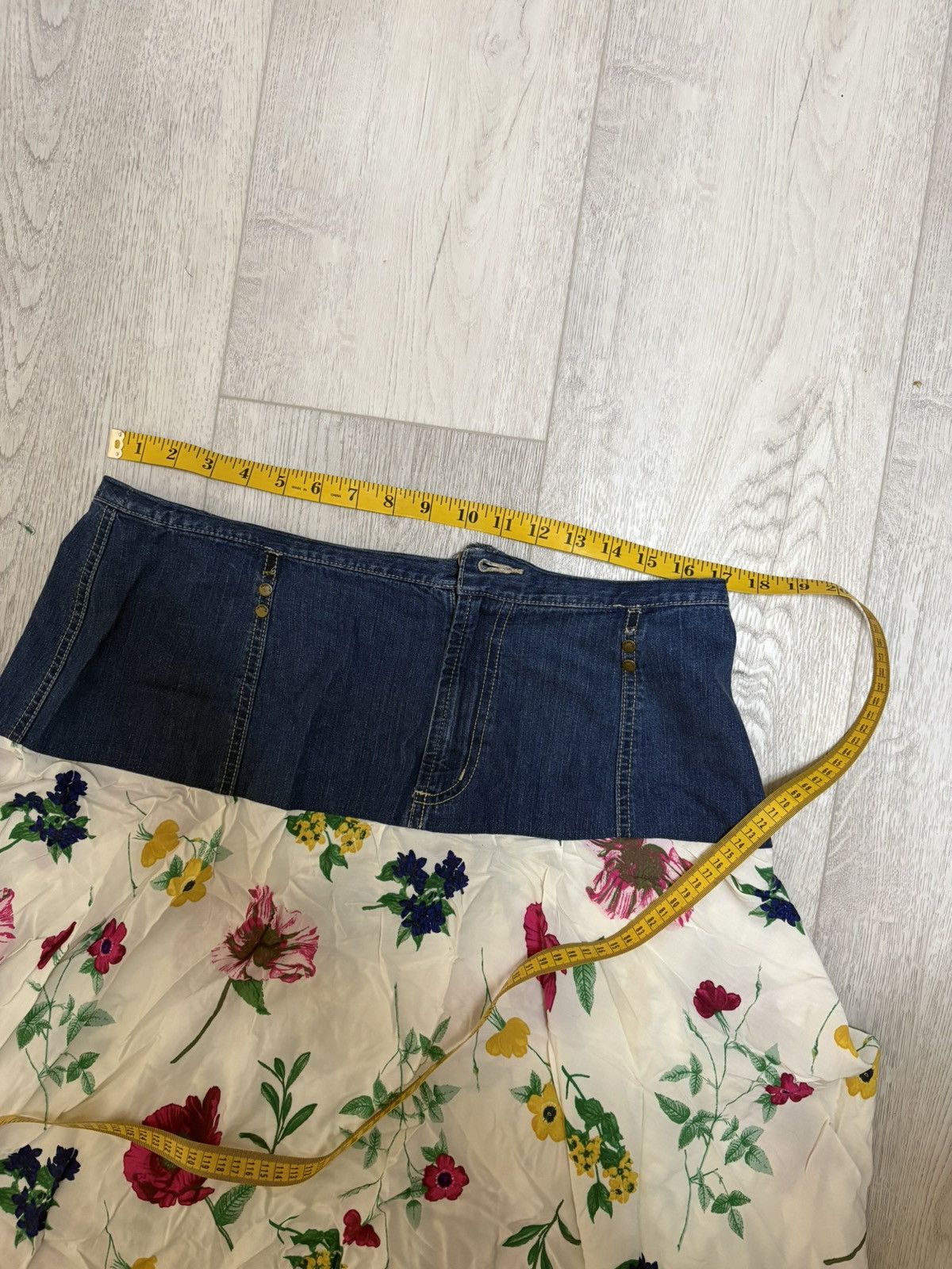 Vintage Y2K boho floral denim skirt Size 34" / US 12 / IT 48 - 4 Thumbnail