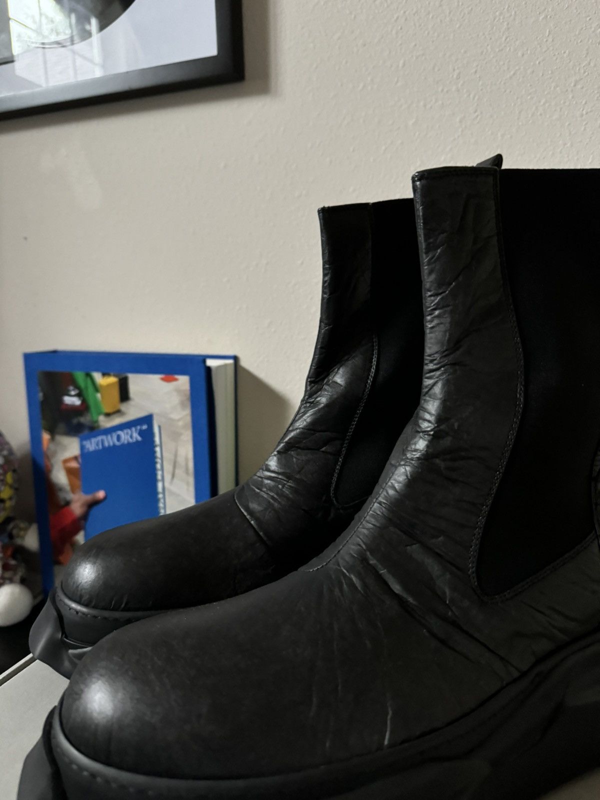 Rick Owens Drkshdw Rick Owens DRKSHDW Paper Abstract Beatle Boots Size US 13 / EU 46 - 3 Thumbnail