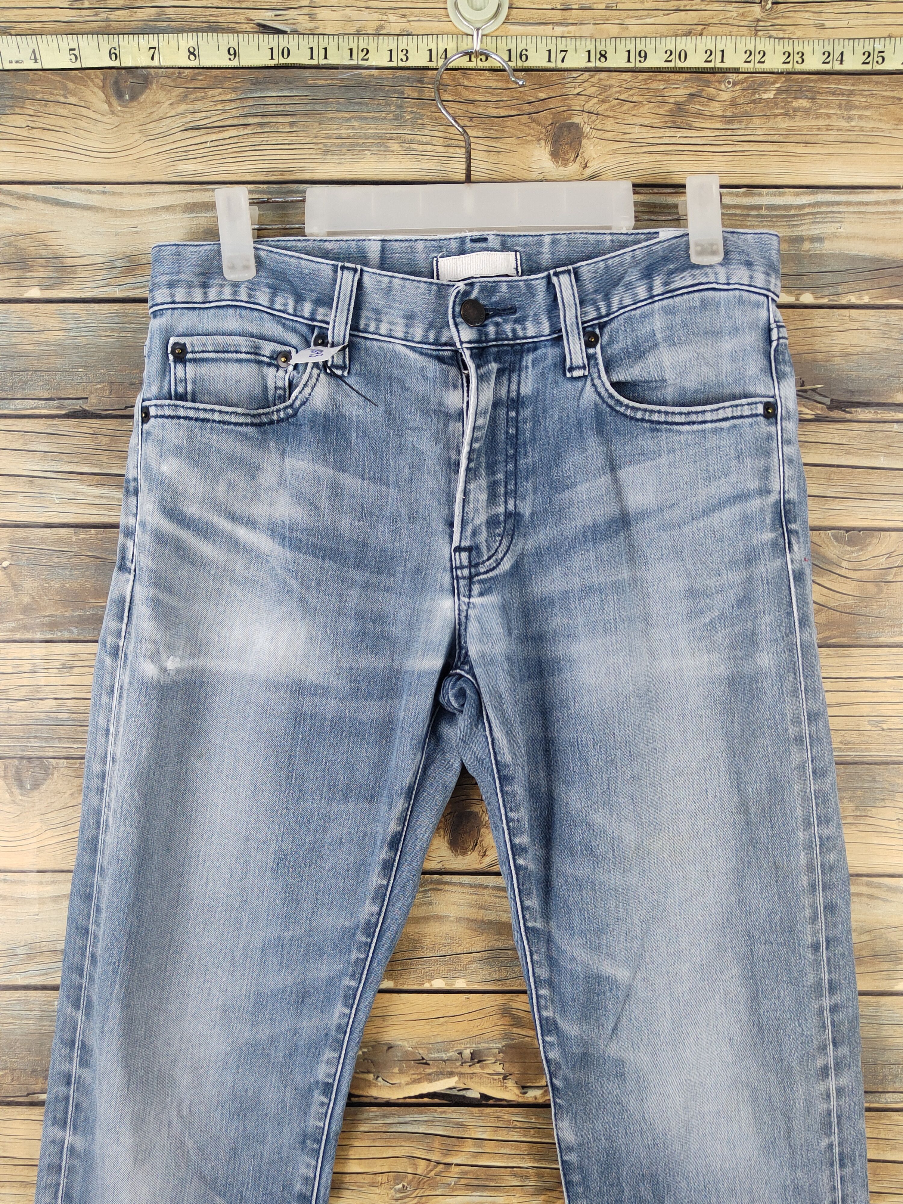 Japanese Brand Uniqlo japan Blue faded Distressed Ripped denim Jeans #W1693 Size US 29 - 2 Thumbnail