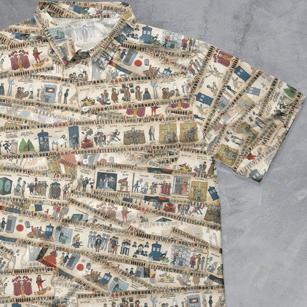 Designer × The Unbranded Brand Doctor Who History Bayeux Tapestry Button Down Shirt Size US L / EU 52-54 / 3 - 1 Thumbnail