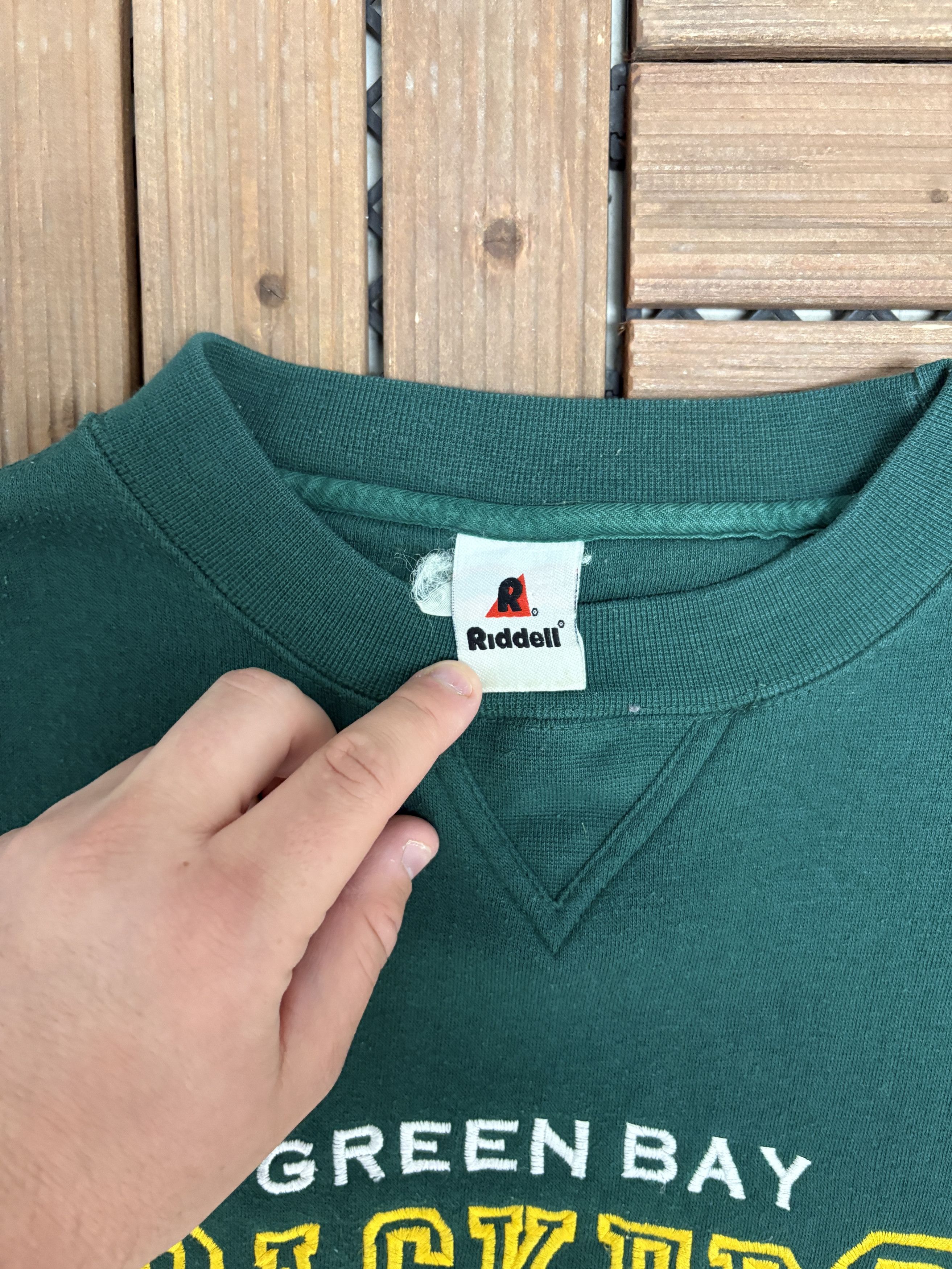 Riddell Green Bay Packers Riddell Vintage Green Crewneck Sweater Size US XL / EU 56 / 4 - 5 Thumbnail