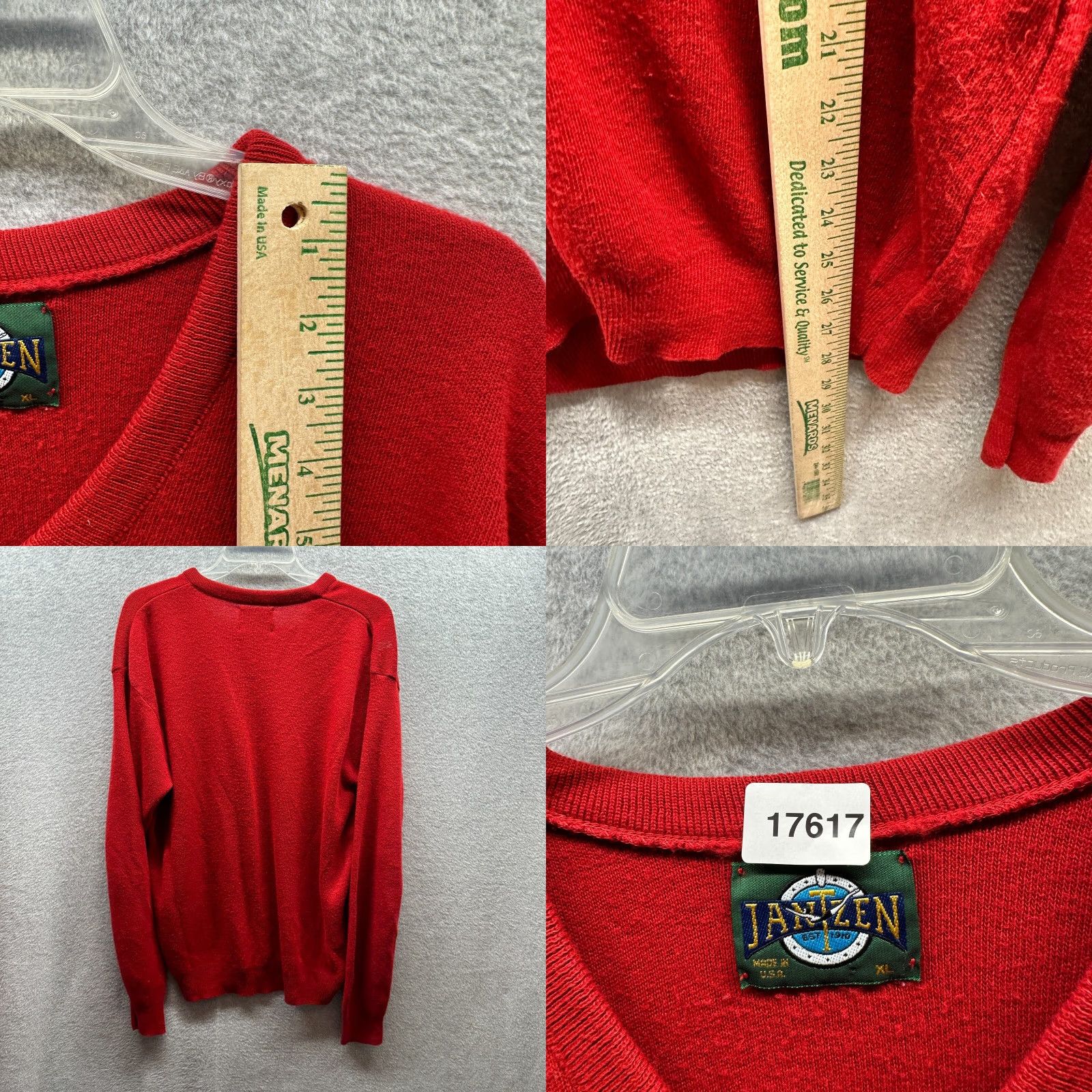 Jantzen VINTAGE Jantzen Sweater Mens XL Red Knit Acrylic V-Neck 80s Pullover Long Sleeve Size US XL / EU 56 / 4 - 8 Thumbnail
