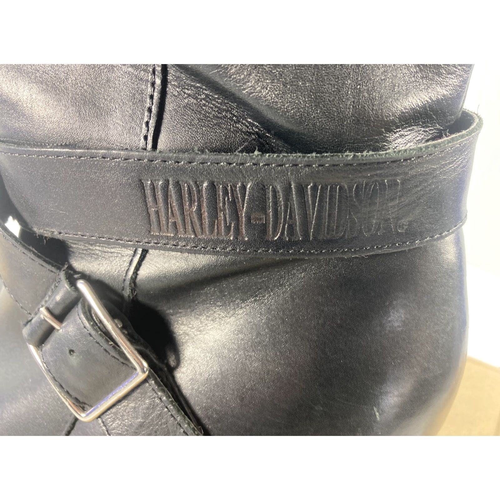 Harley Davidson Harley Davidson Boots Simone Motorcycle Leather Mid Calf Zip Womens 8 Black Square Toe Straps Mid-Calf Heel High Block Street Casual Shoes Size US 6 / IT 36 - 4 Thumbnail