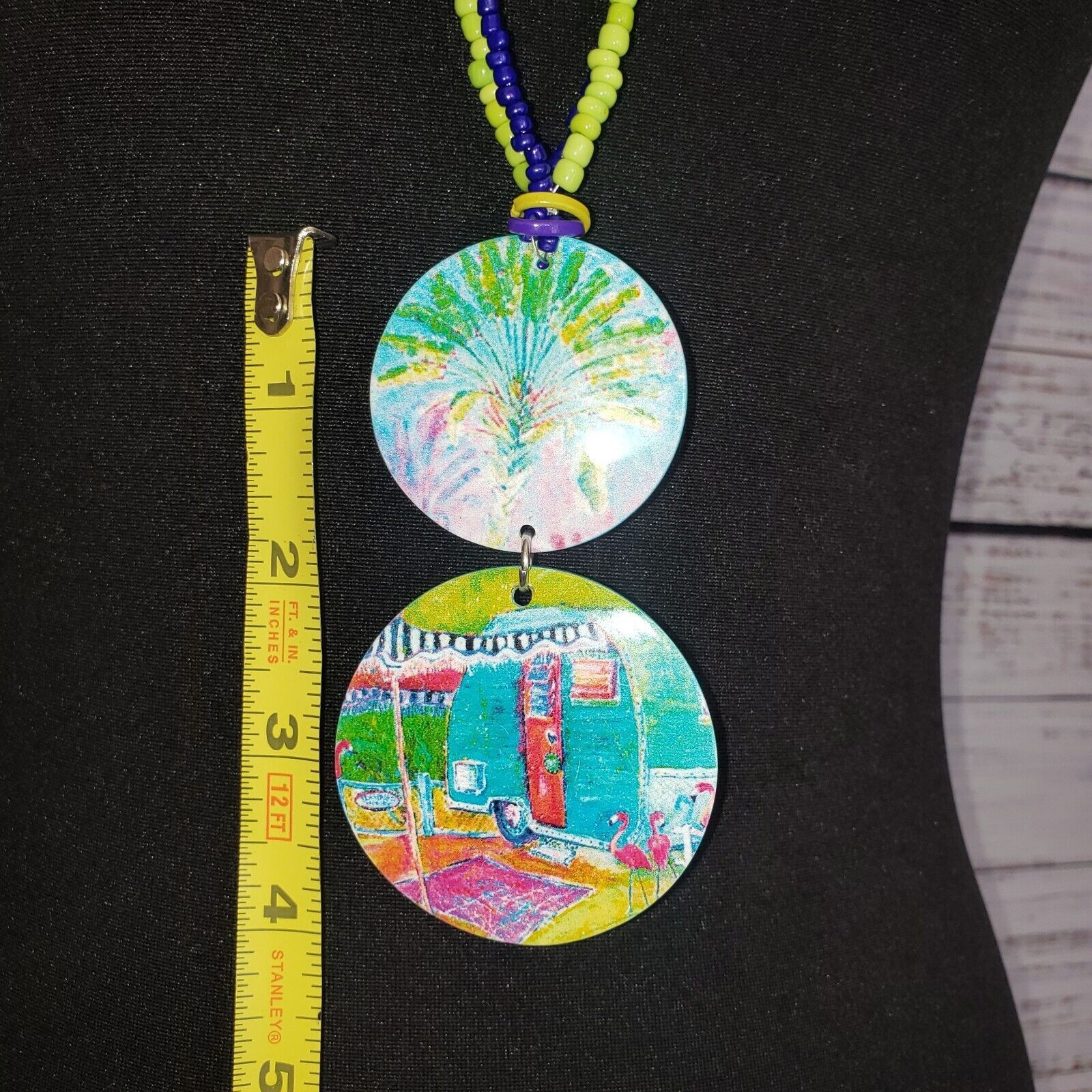 Camper Hand-painted Camper Themed Necklace 21 Inch Drop Shell Size ONE SIZE - 3 Thumbnail
