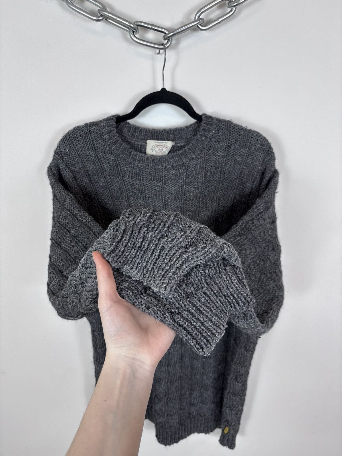 Armani Vintage 1990s Armani Jeans Men’s Grey Knit Sweater Pullover Size US XL / EU 56 / 4 - 7 Thumbnail
